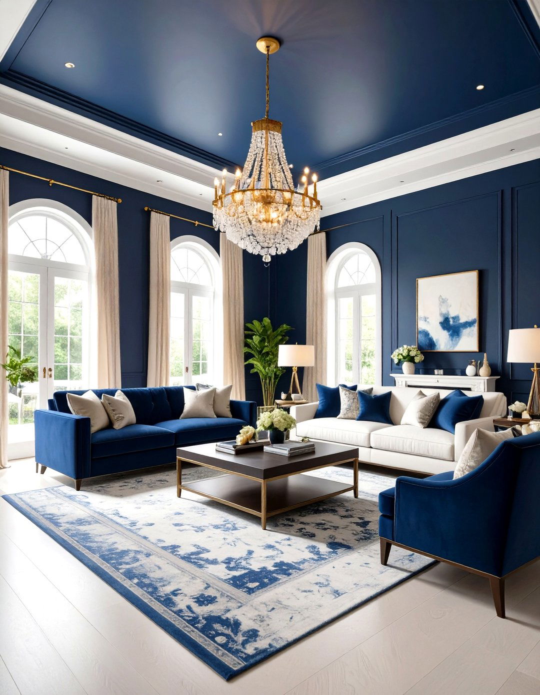 Navy Ceiling Living Room - 24 Navy Living Room Ideas
