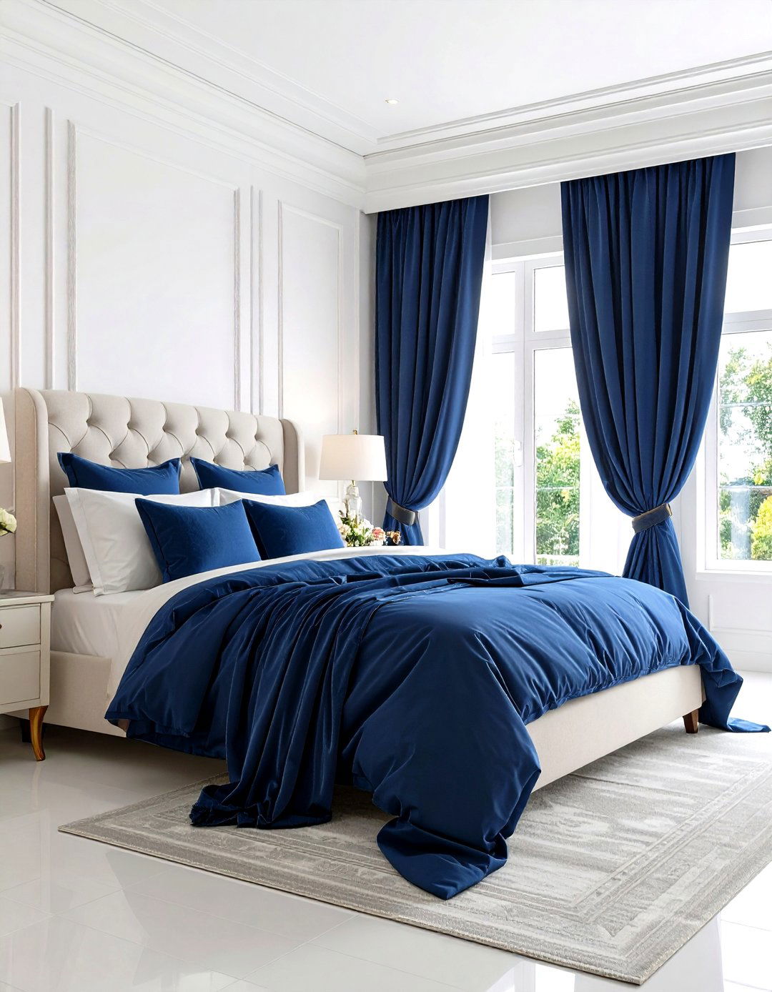 Navy Curtains and Window Treatments