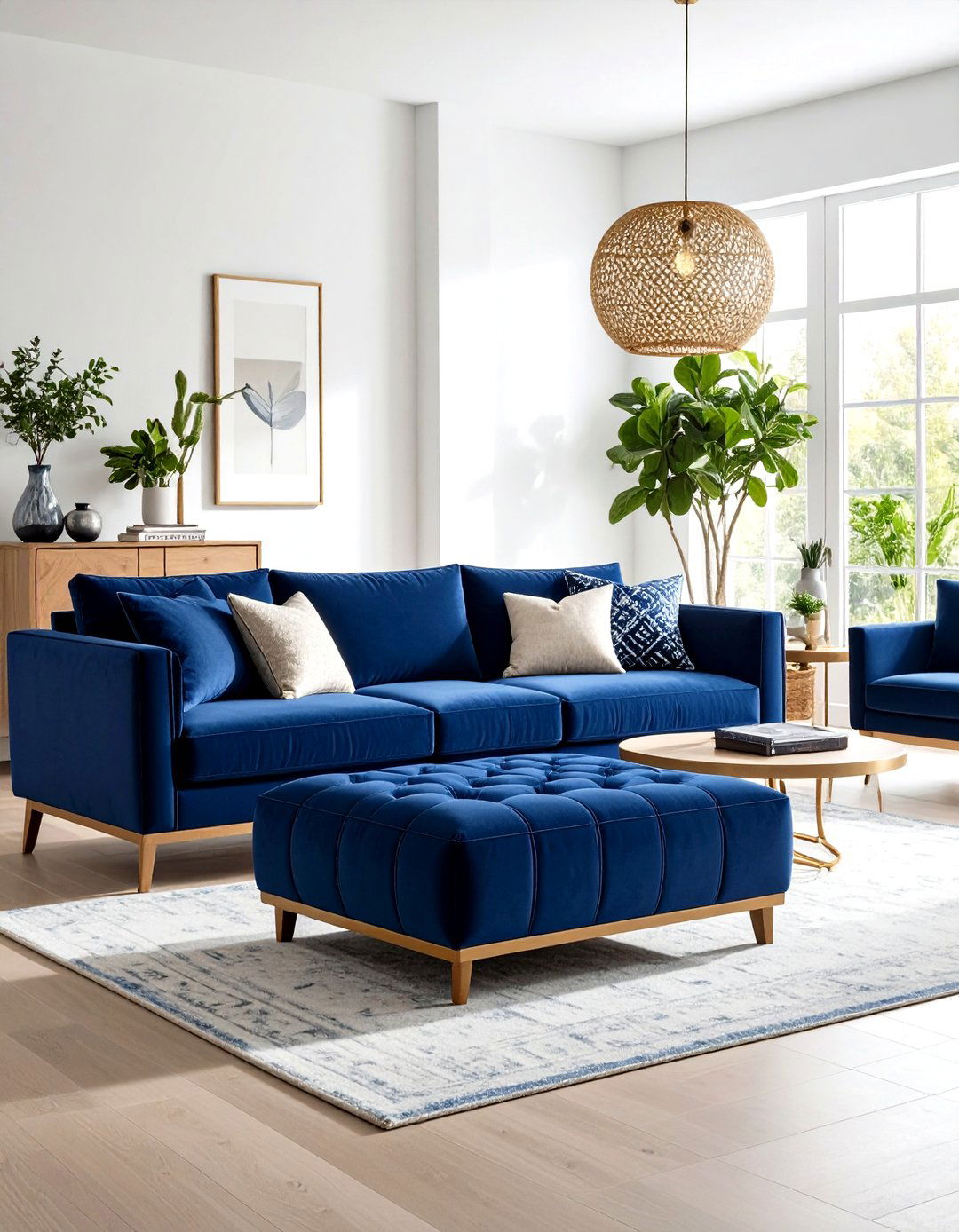 Navy Ottoman Living Room - 24 Navy Living Room Ideas