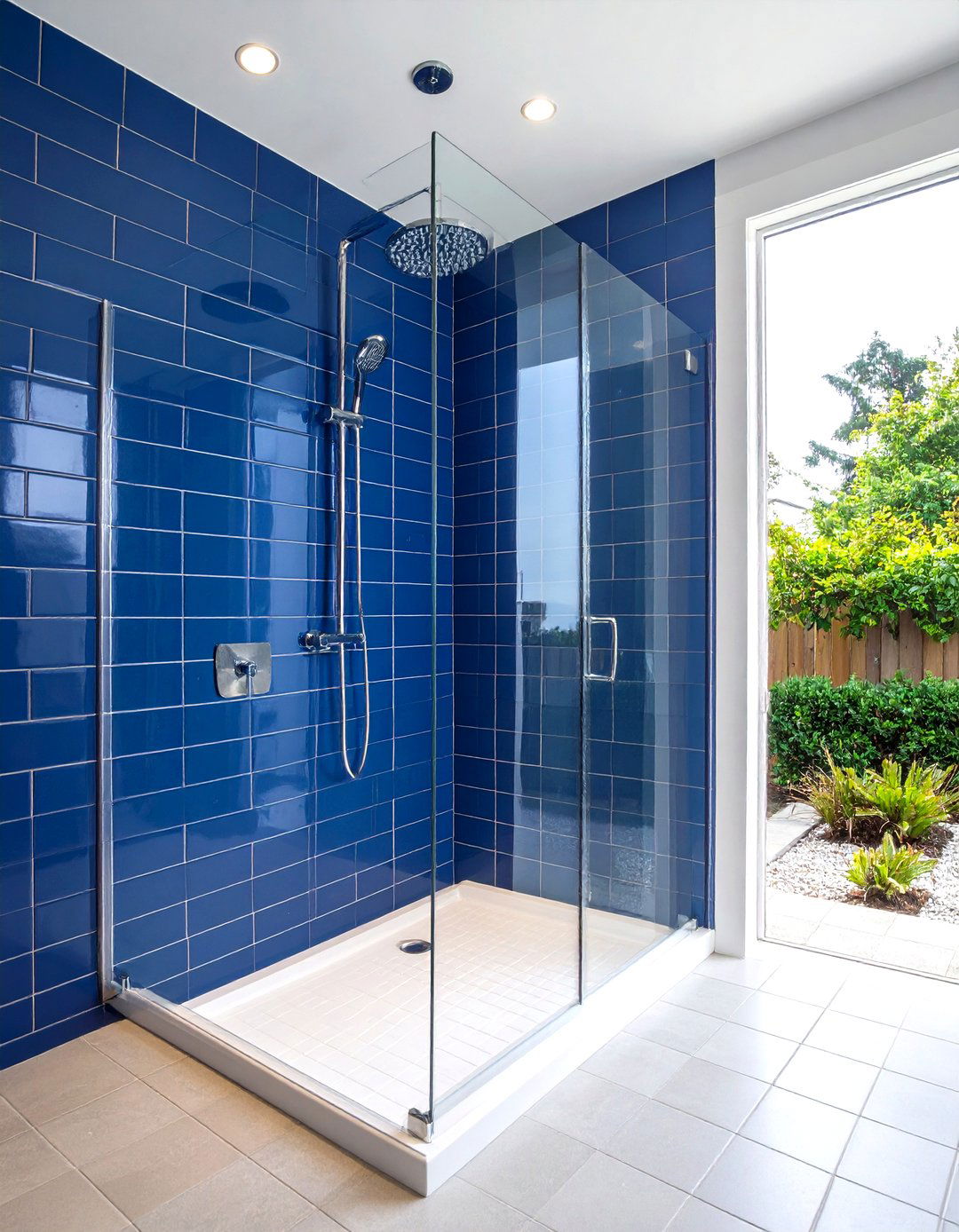 Navy Subway Tile Shower Walls - 24 Navy Blue Bathroom Ideas