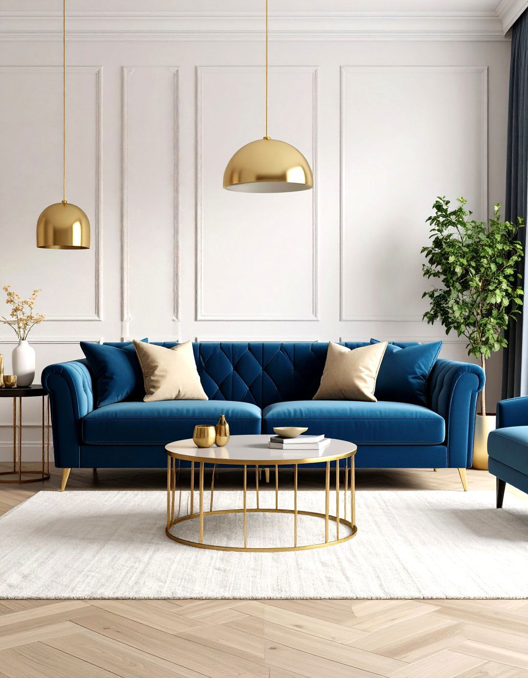Navy Velvet Sofa Living Room - 24 Navy Living Room Ideas