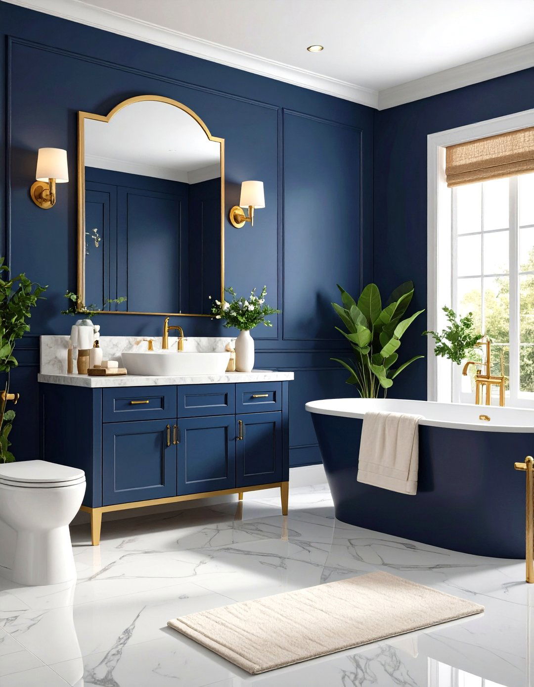 Navy and Gold Bathroom Elegance - 24 Colorful Room Ideas