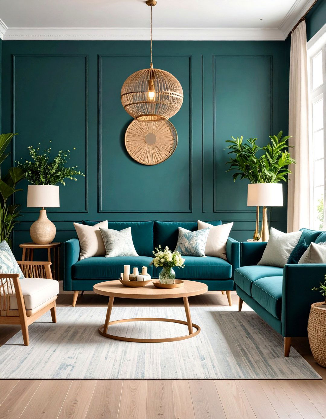 Navy and Green Living Room - 24 Navy Living Room Ideas
