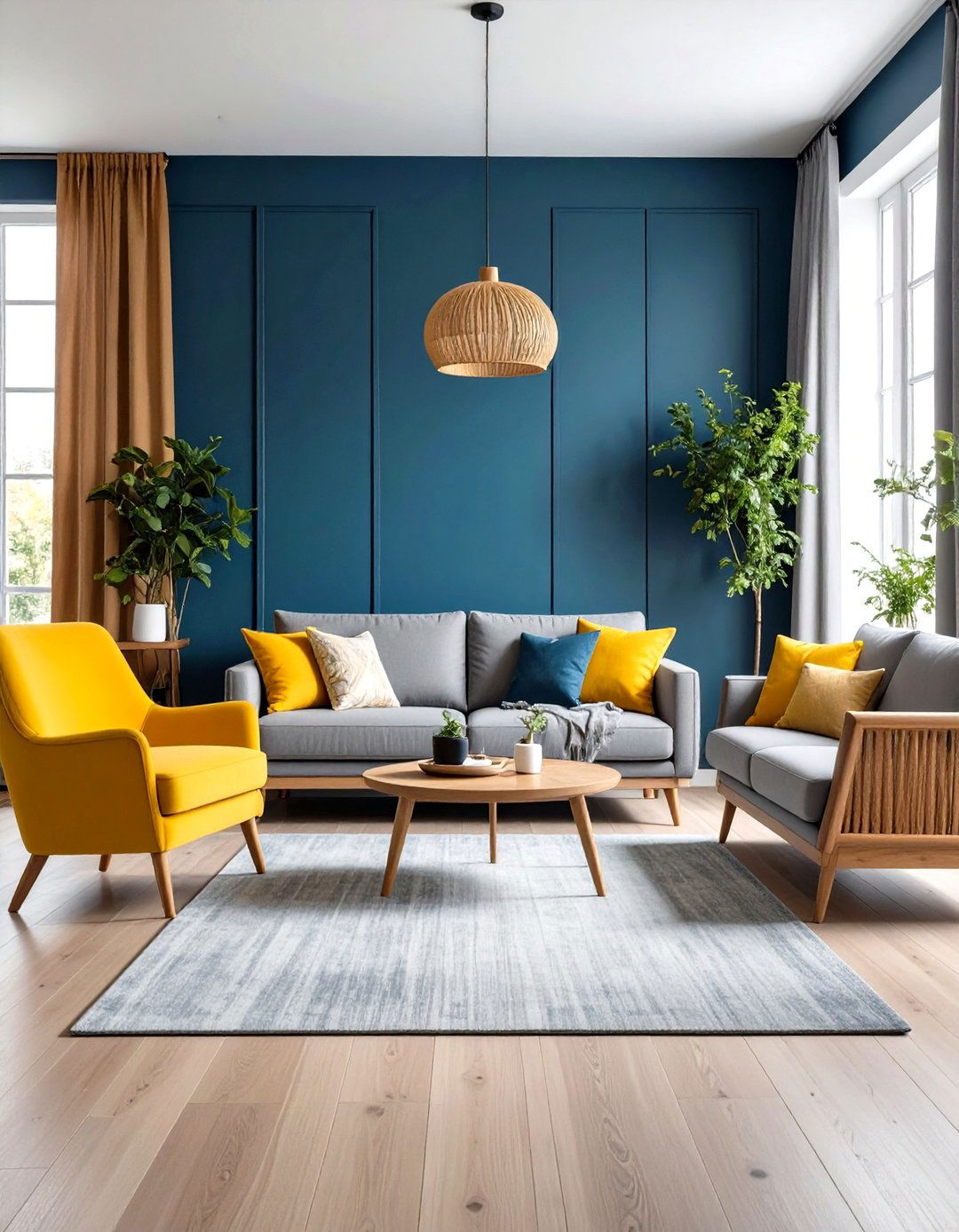 Navy and Mustard Color Palette - 24 Navy Blue Living Room Ideas
