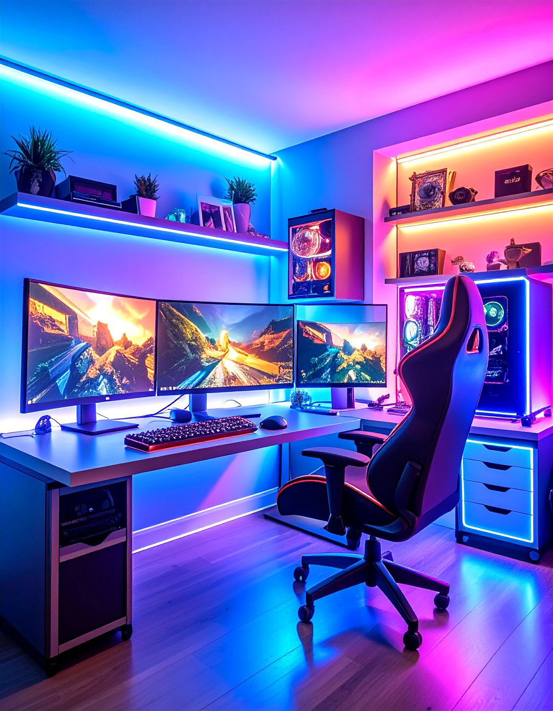 Neon Gaming Station Theme - 24 Hypebeast Room Decor Ideas