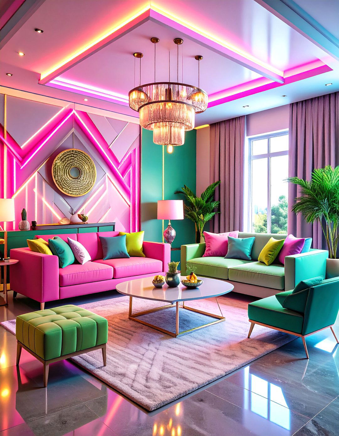Neon Geometric Energy - 24 1990s Interior Design Ideas