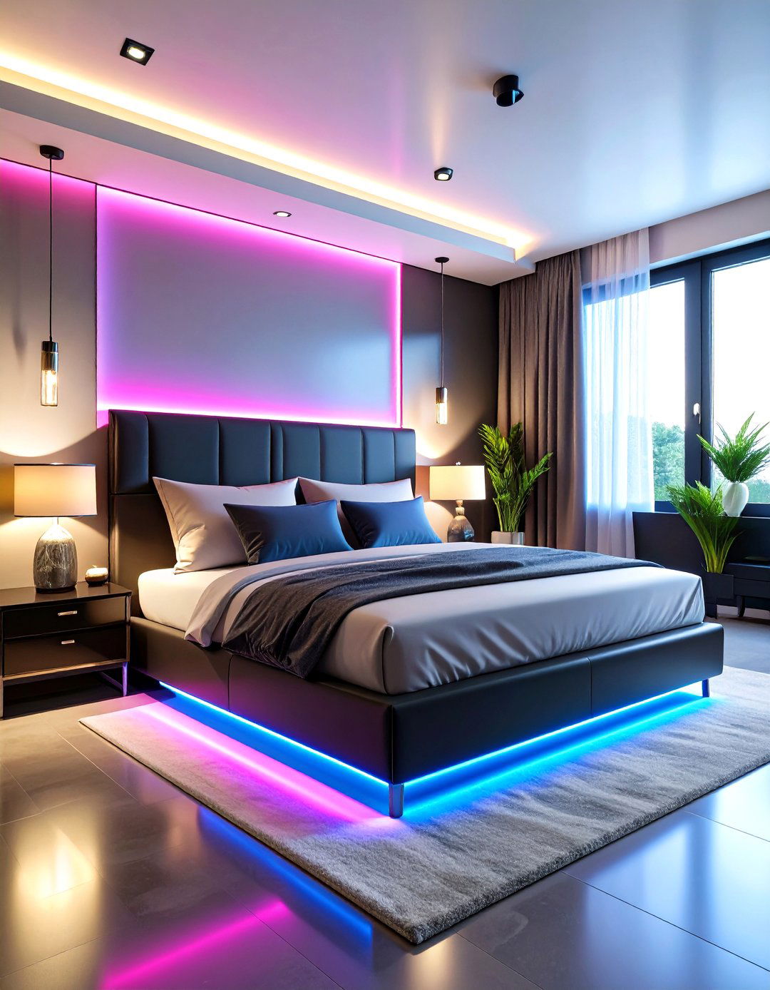 Neon Glow Bedroom Sanctuary - 24 80s Bedroom Ideas