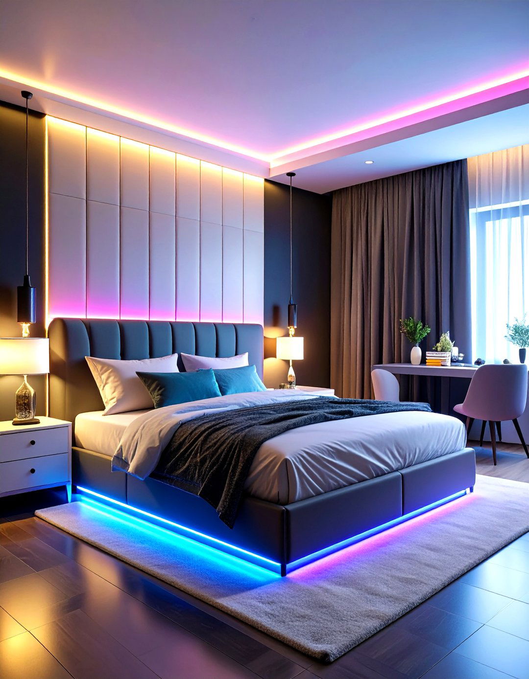 Neon Lights Teen Bedroom with Electric Vibes - 24 Teen Bedroom Ideas