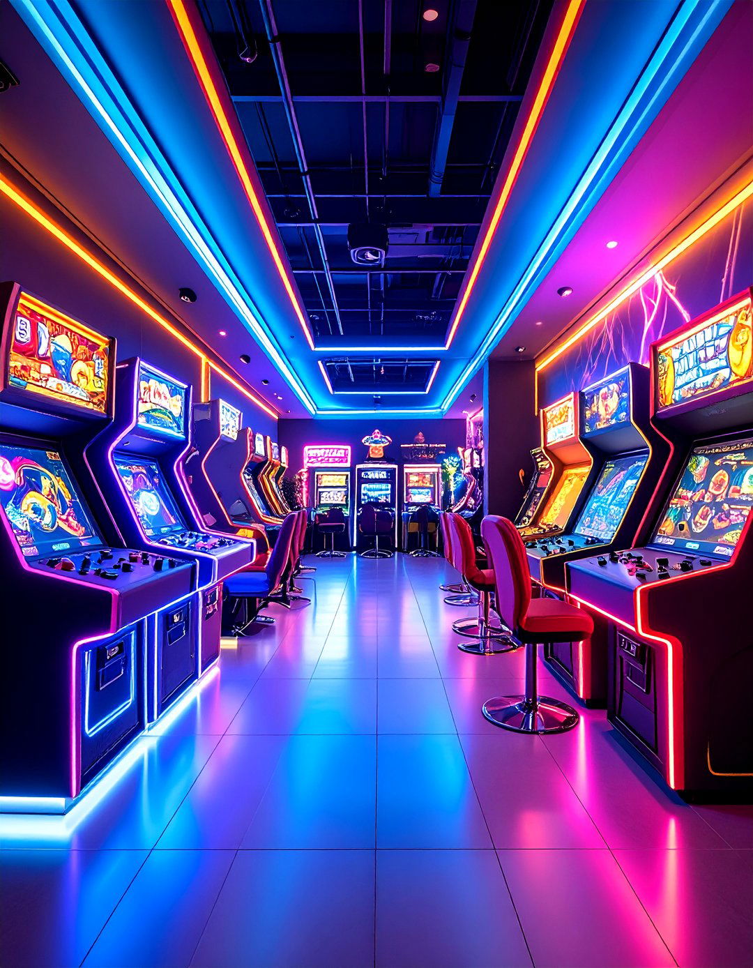 Neon Lit Gaming Paradise - 24 Arcade Room Ideas