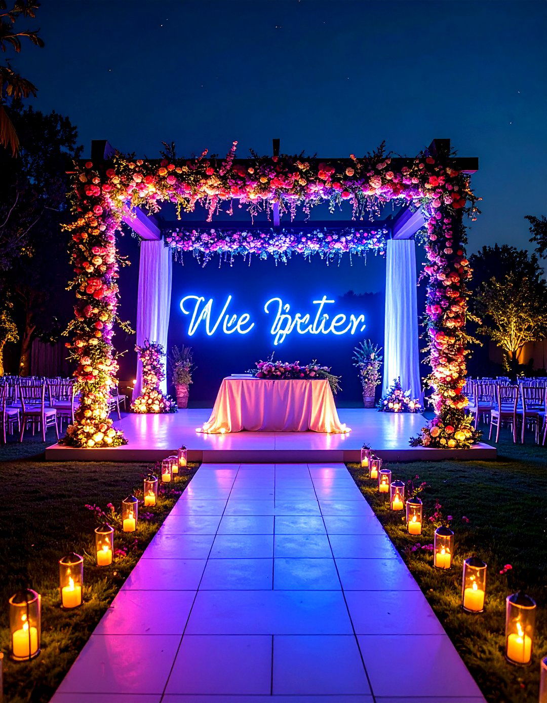 Neon Sign Wedding Altars - 24 Wedding Altar Ideas