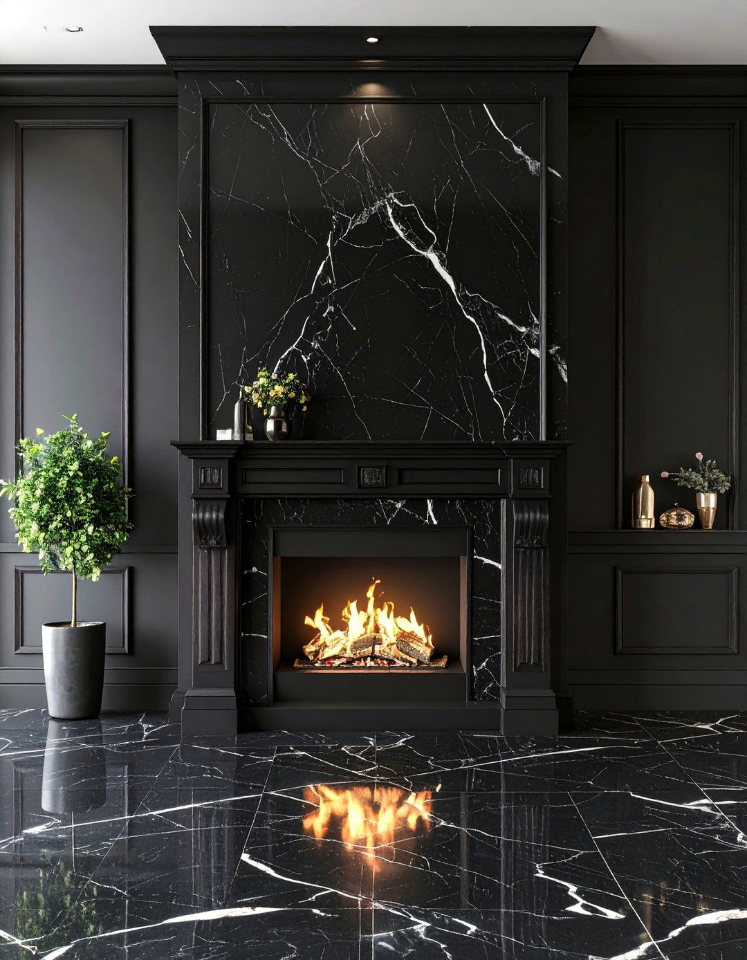 Nero Marquina Black Marble Drama - 24 Marble Fireplace Ideas