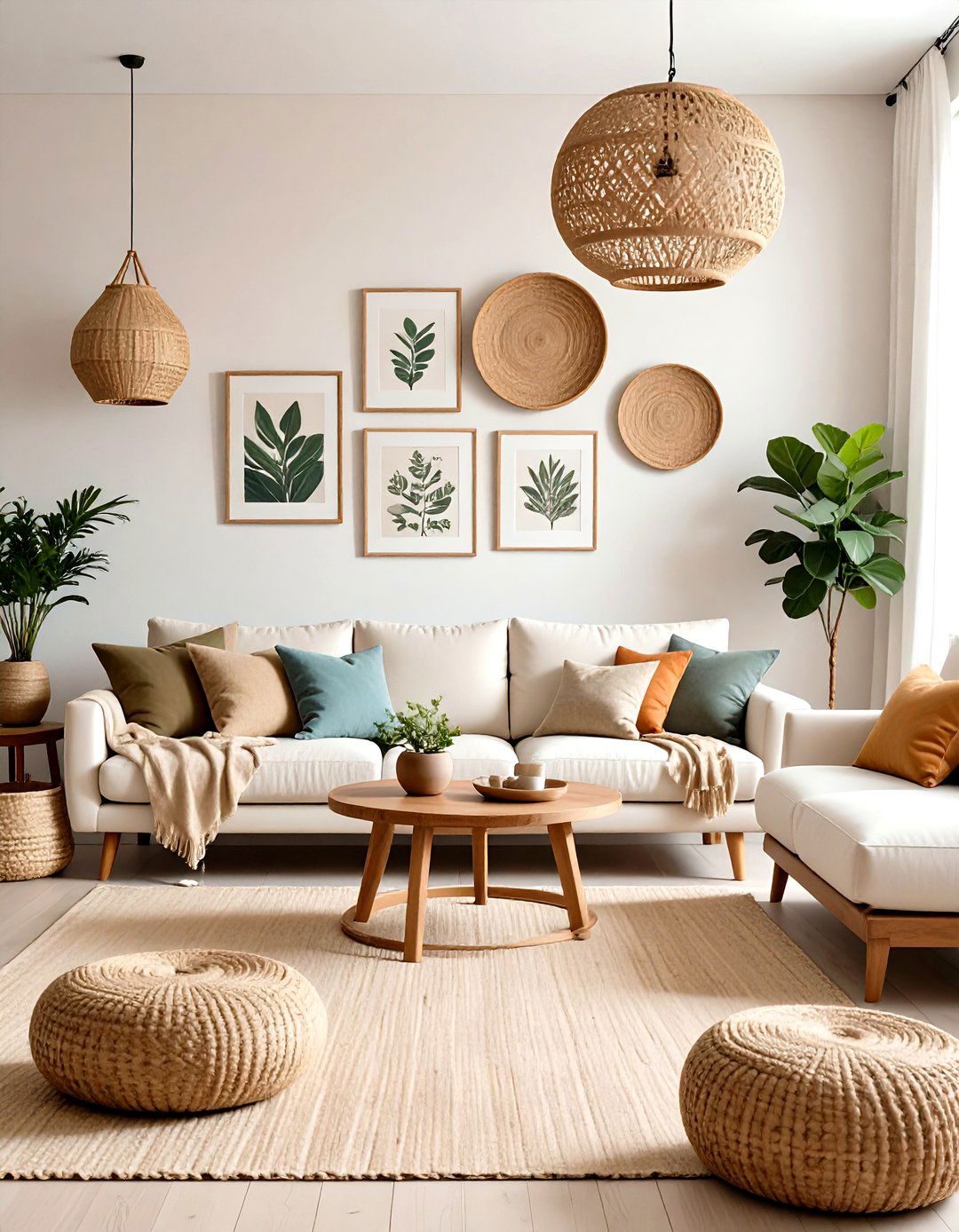 Neutral Gallery Wall Living Room - 24 Neutral Boho Living Room Ideas