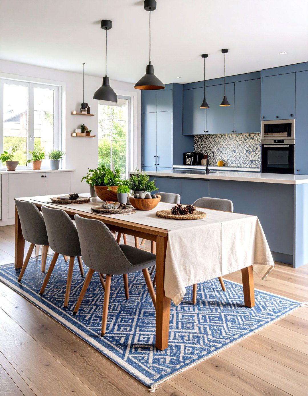Neutral Linen Runner with Natural Accents - 24 Kitchen Island Centerpiece Ideas