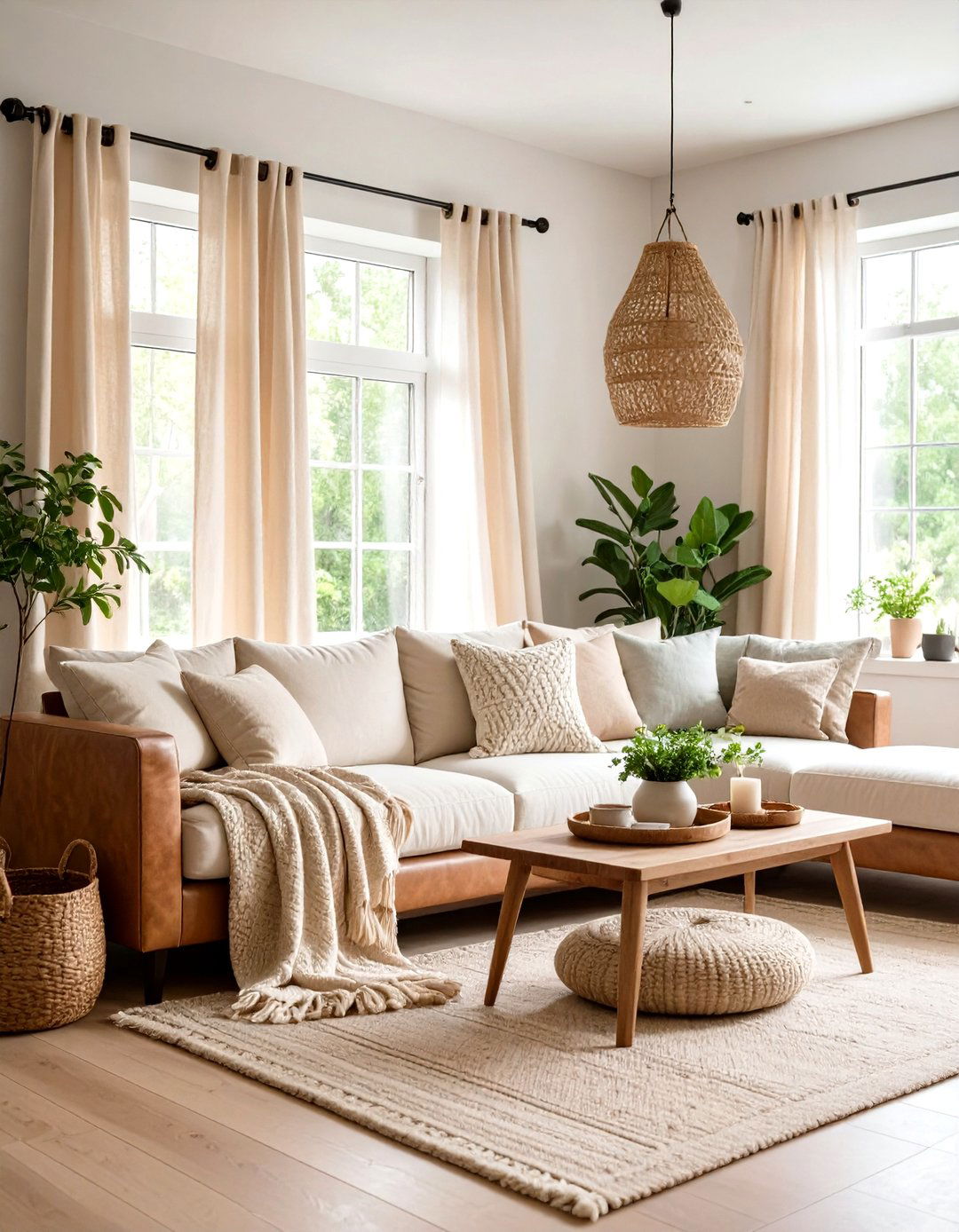 Neutral Linen Textile Layers - 24 Small Rustic Living Room Ideas