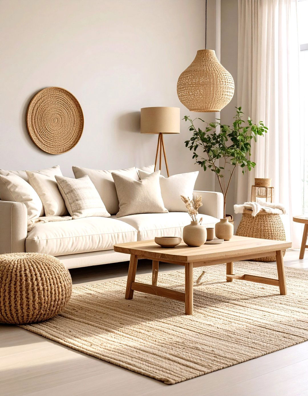 Neutral Living Room Foundation - 24 Boho Farmhouse Decor Ideas