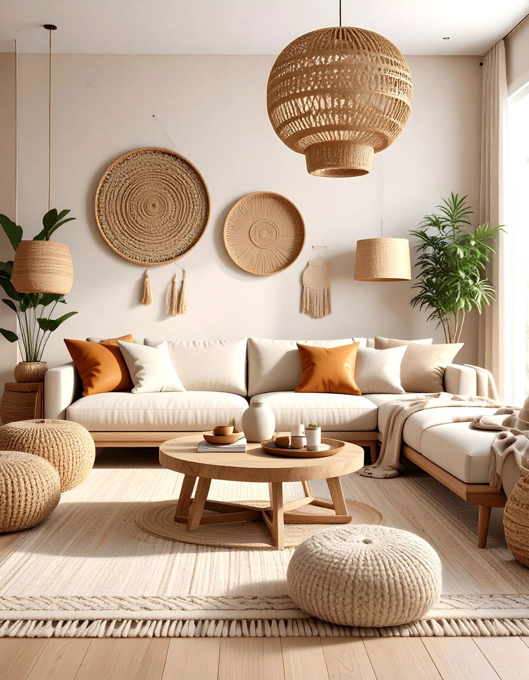 Neutral Living Room with Mixed Textures and Fiber Arts - 24 Neutral Living Room Ideas