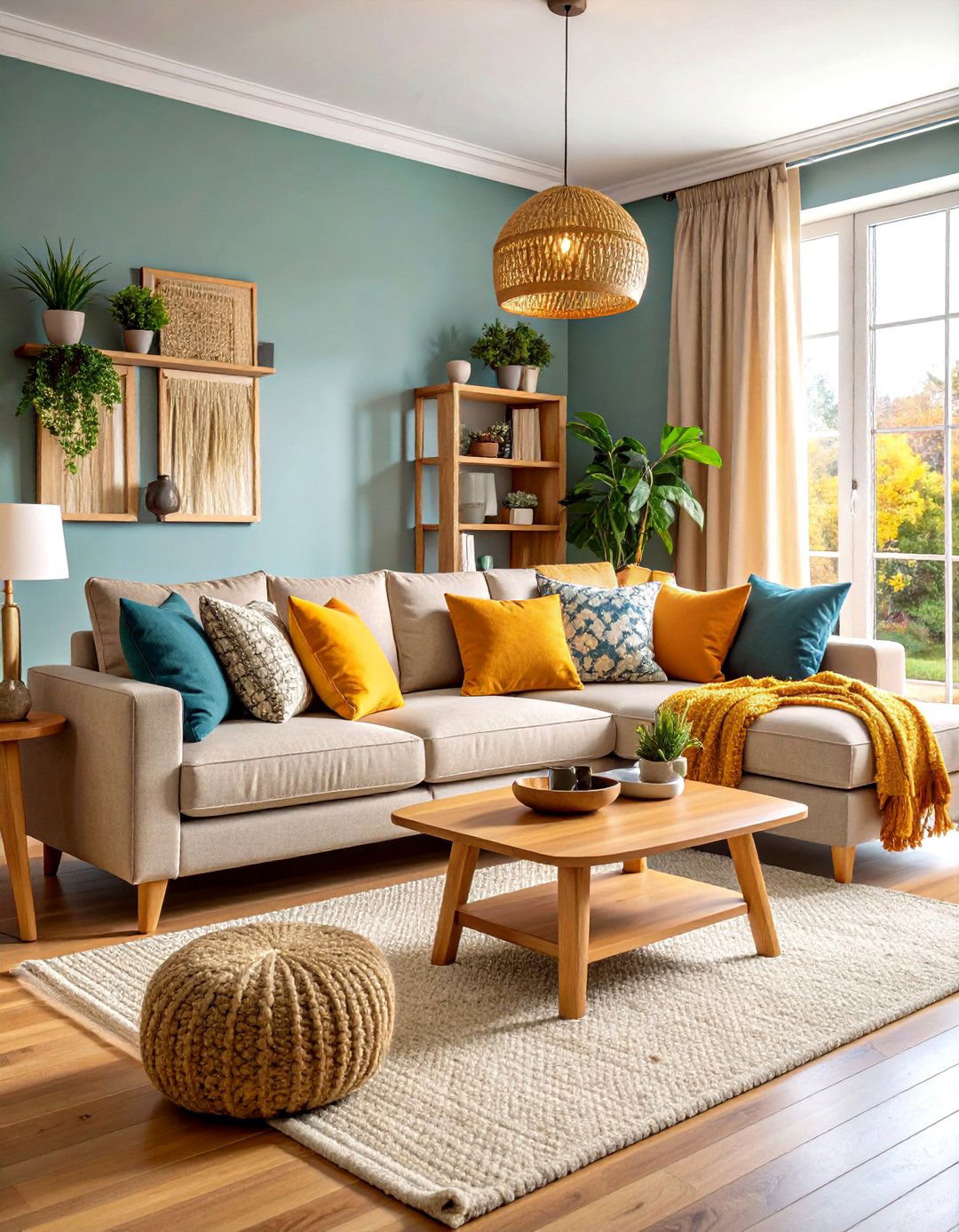 Neutral Sectional Living Room - 24 Organic Modern Living Room Design Ideas