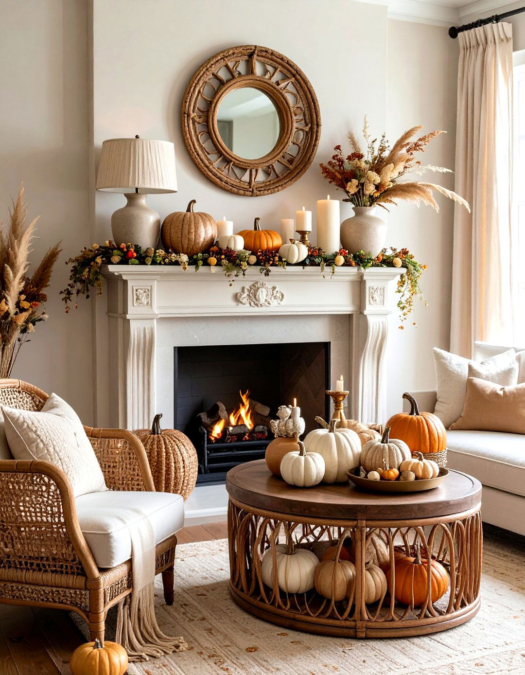 Neutral Textures and Earth Tones Theme - 24 Fall Mantel Decor Ideas
