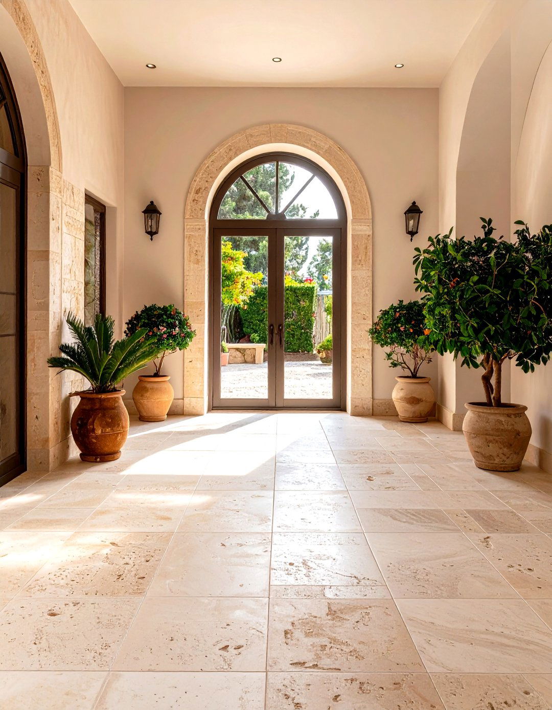 Neutral Travertine Natural Stone - 24 Small Entryway Tile Floor Ideas
