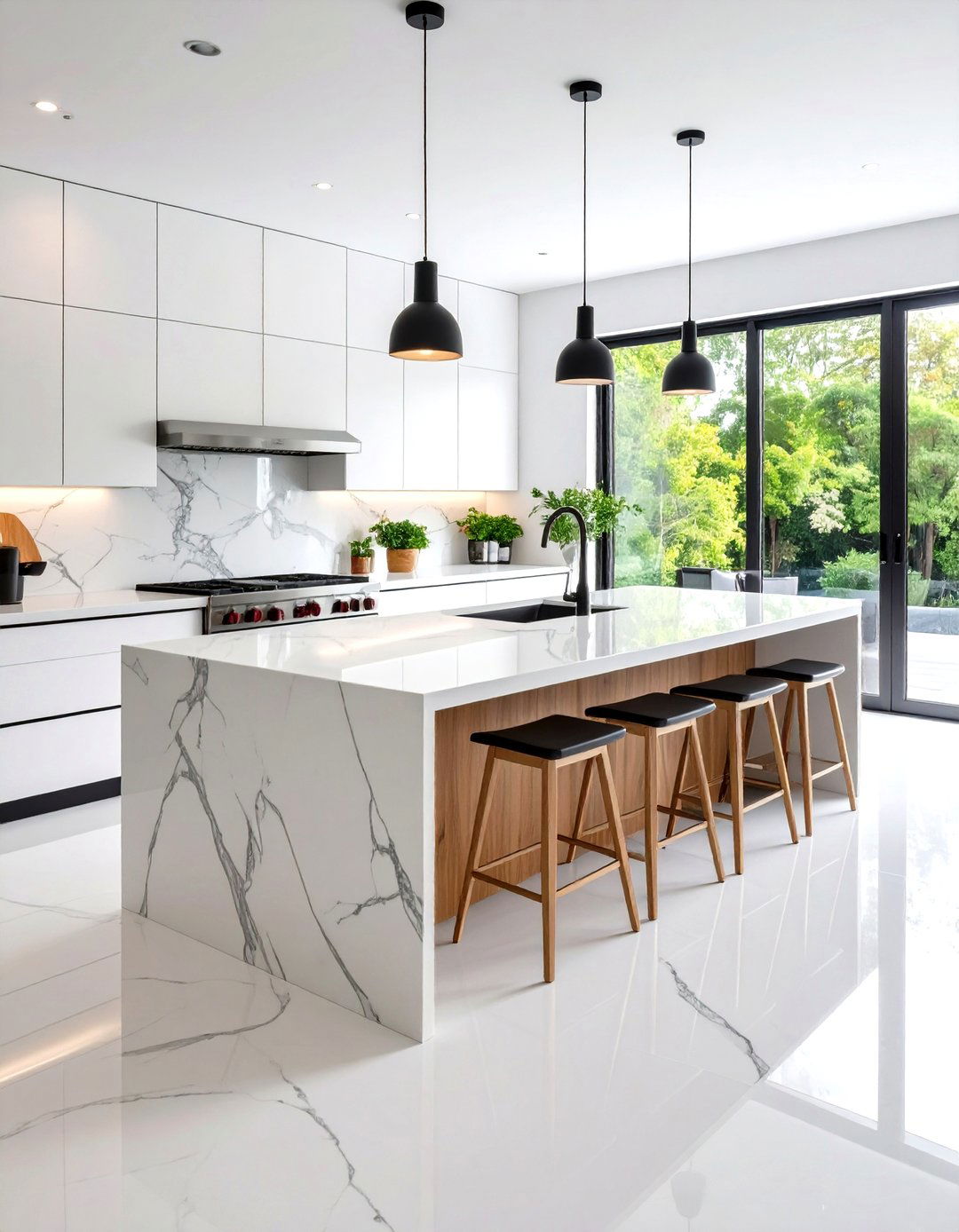 New River White Contemporary Minimalism - 24 Granite Kitchen Countertop Ideas