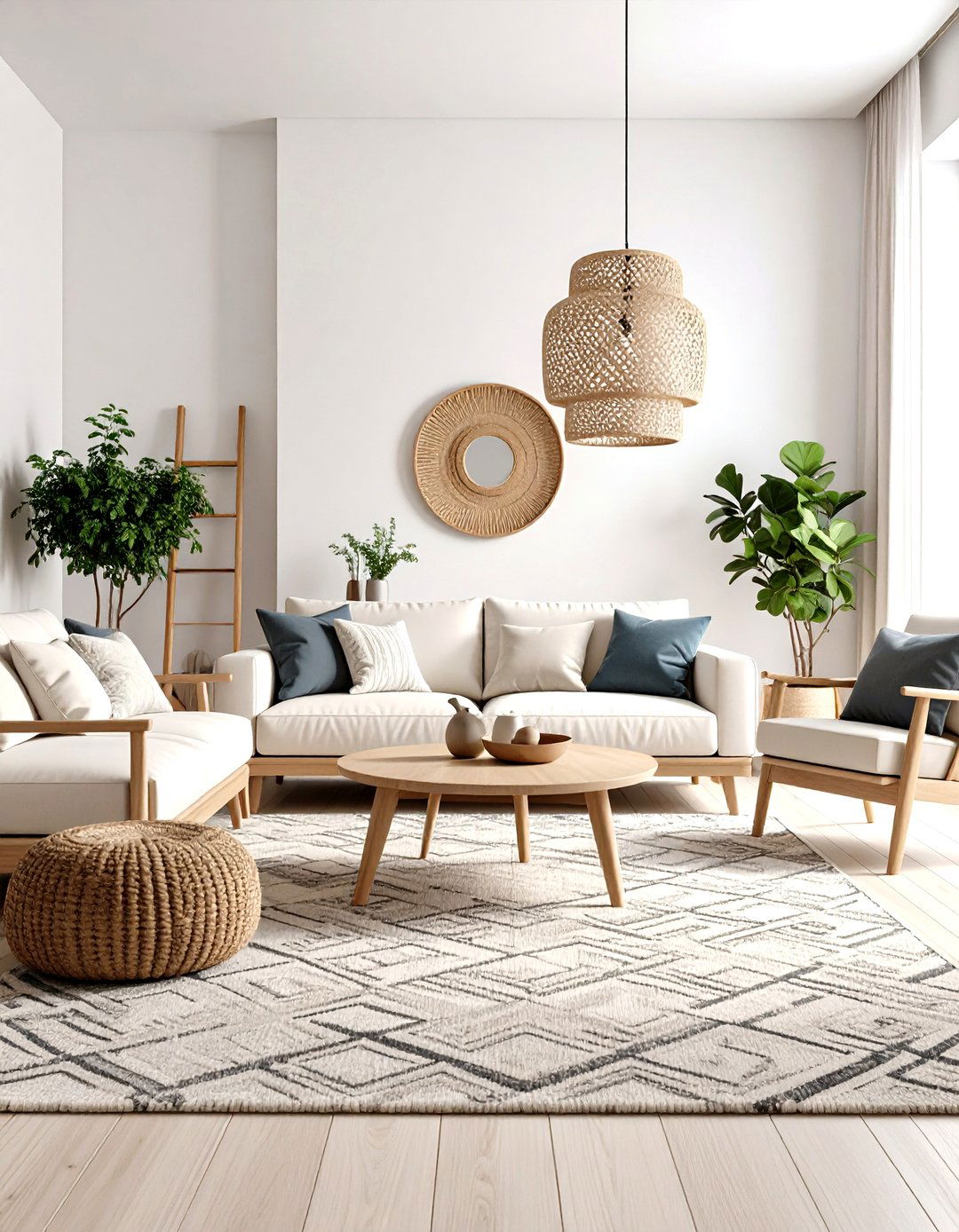Nordic Living Room with Bold Accent Wall - 24 Scandinavian Living Room Ideas