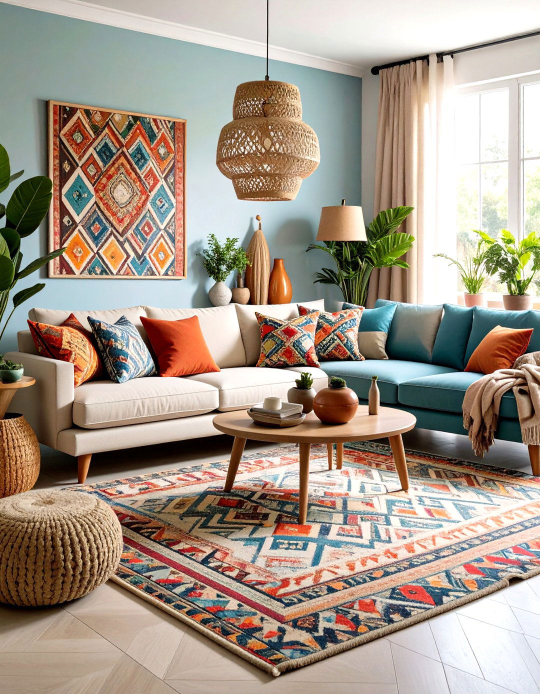Nordic Living Room with Geometric Pattern Accents - 24 Scandinavian Living Room Ideas