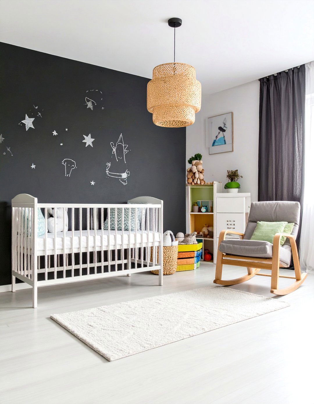 Nursery Black Chalkboard Creative Wall - 24 Black Accent Wall Ideas