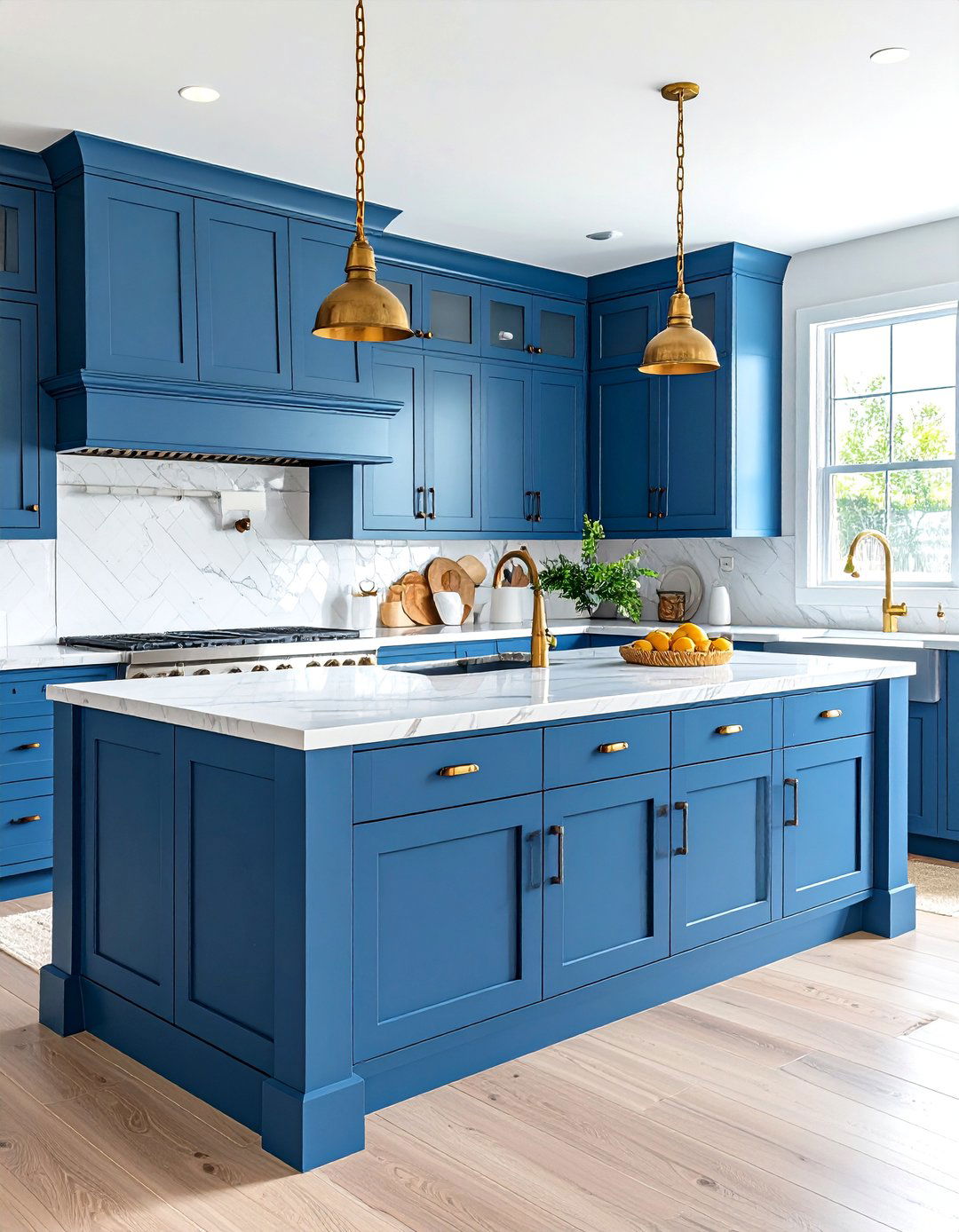 Ocean Blue Coastal Island with Rope Details - 24 Blue Kitchen Island Ideas