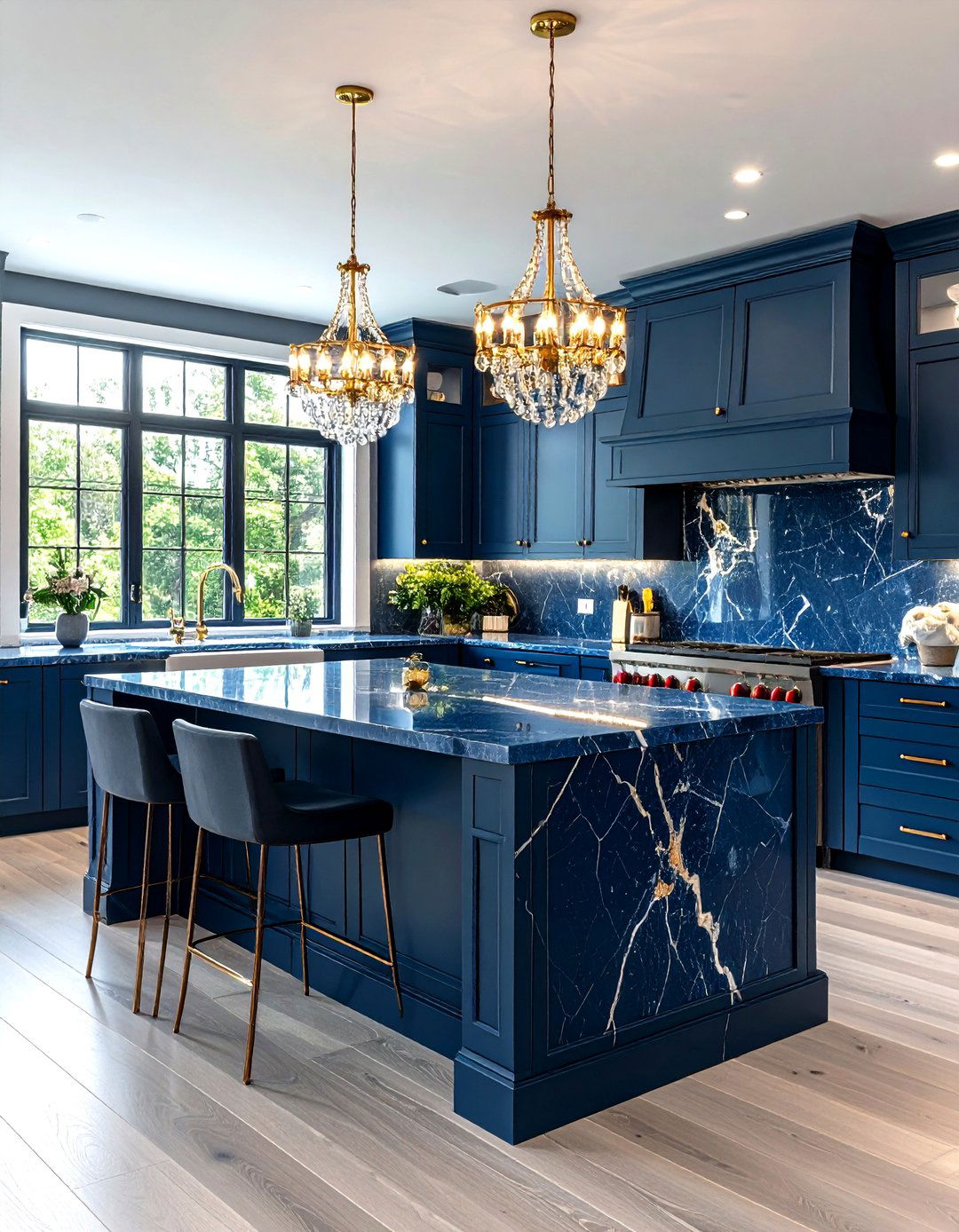 Ocean Blue Granite Luxury Kitchen - 24 kitchens with blue countertops