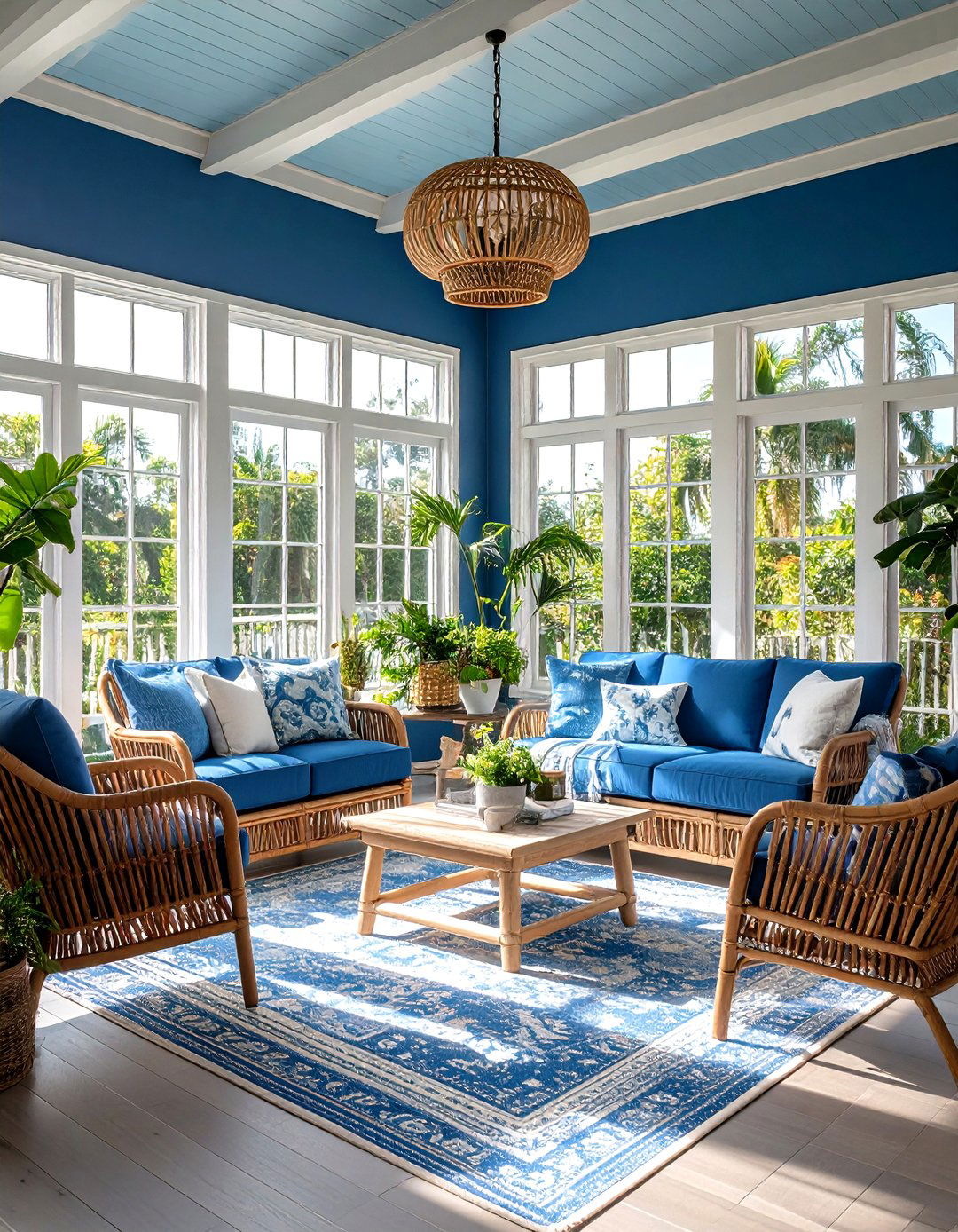 Ocean Blue Sunroom with Tranquil Depth - 24 Sunroom Color Ideas