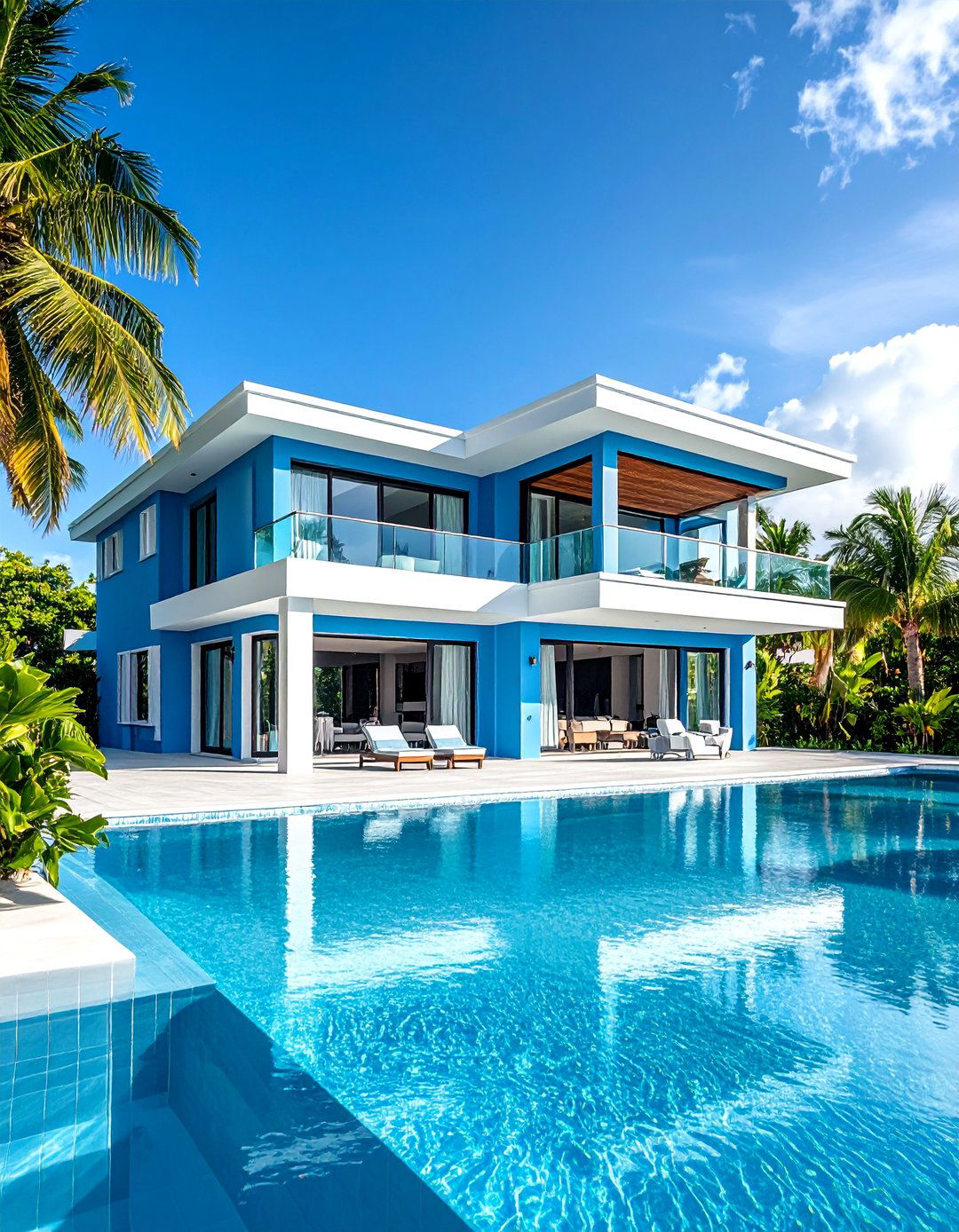 Ocean Blue Tropical Modern - 24 blue exterior house paint ideas