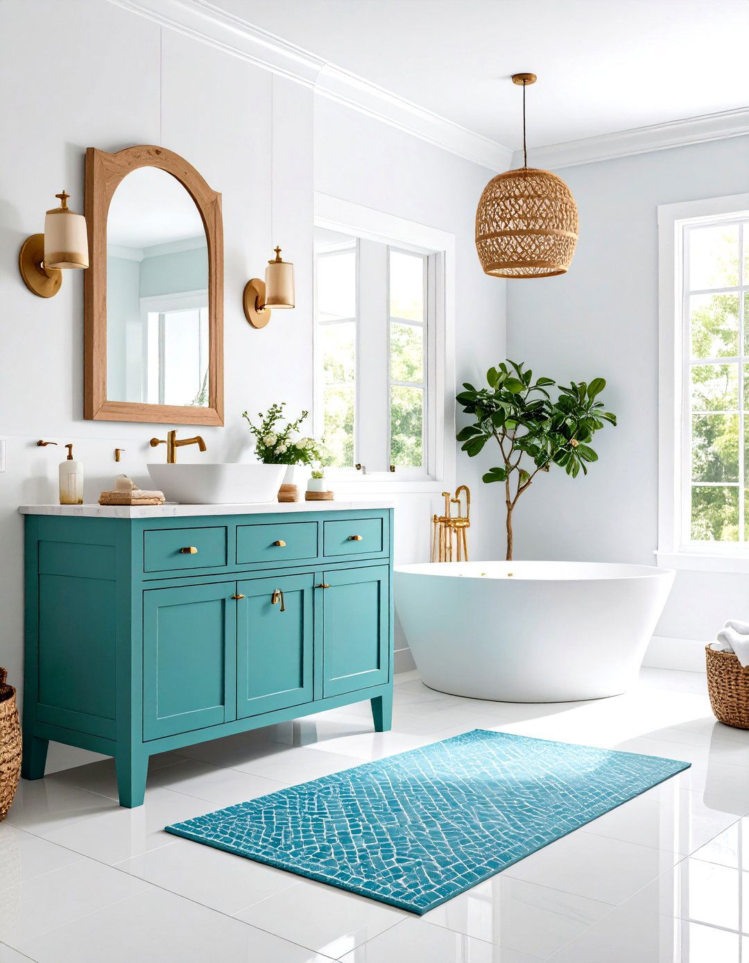 Ocean Blue and Seafoam Green Coastal Bathroom - 24 Blue and Green Color Combos for Decorating