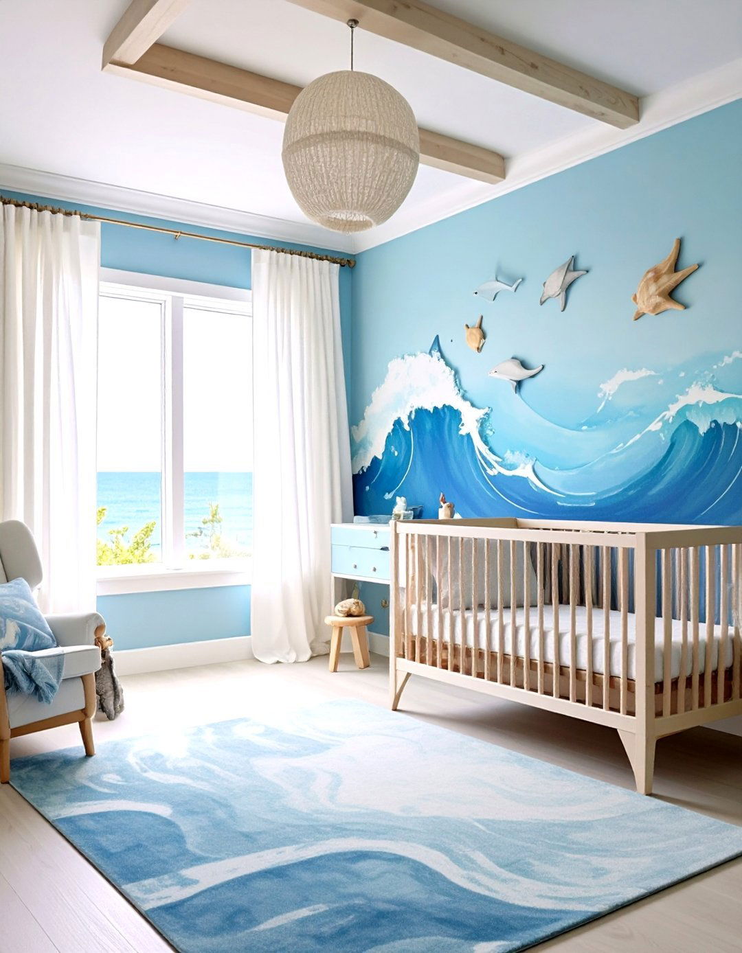 Ocean Wave Coastal Nursery - 24 Nature Themed Nursery Ideas