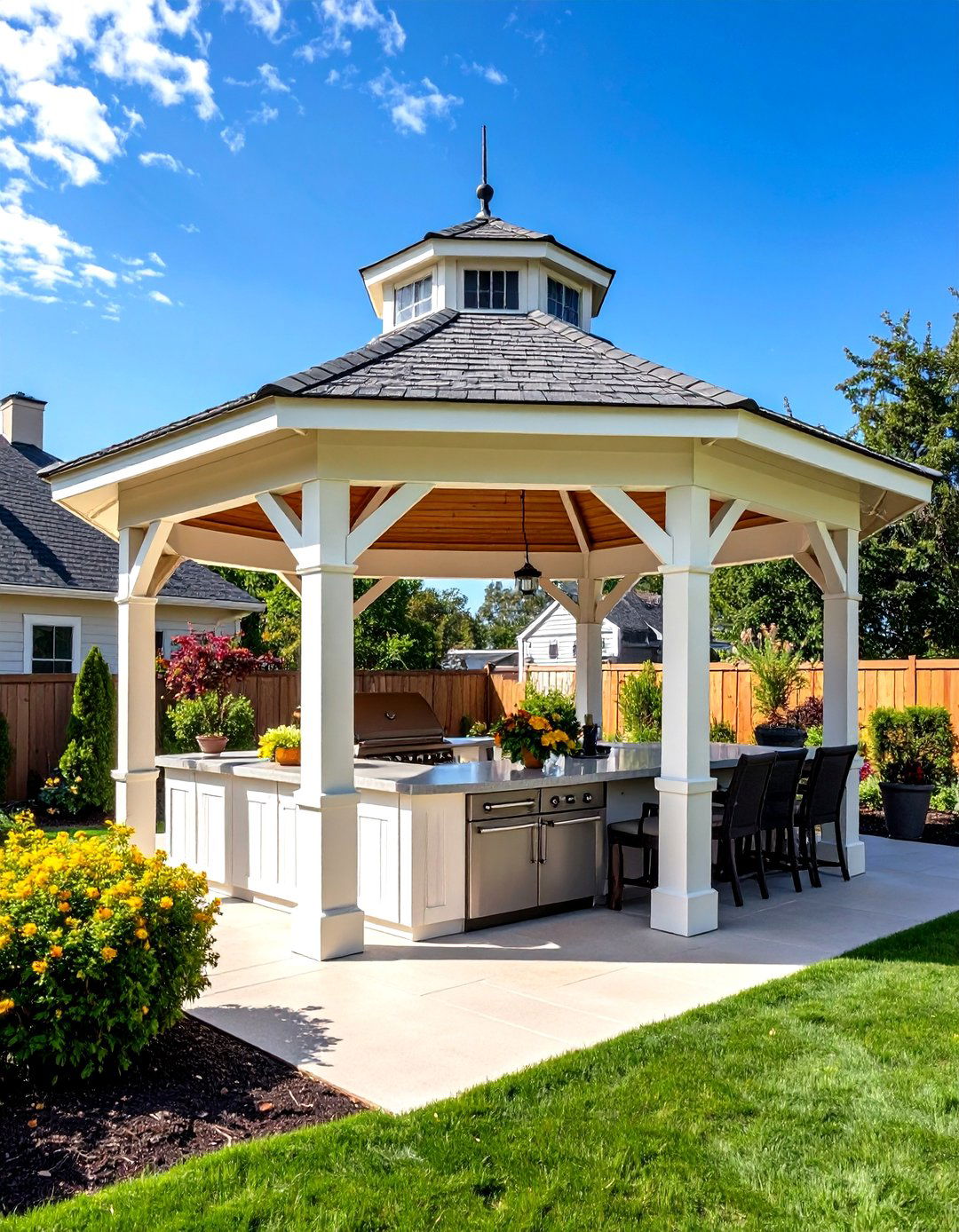 Octagonal Hardtop Gazebo - 24 Outdoor Kitchen Roof Ideas