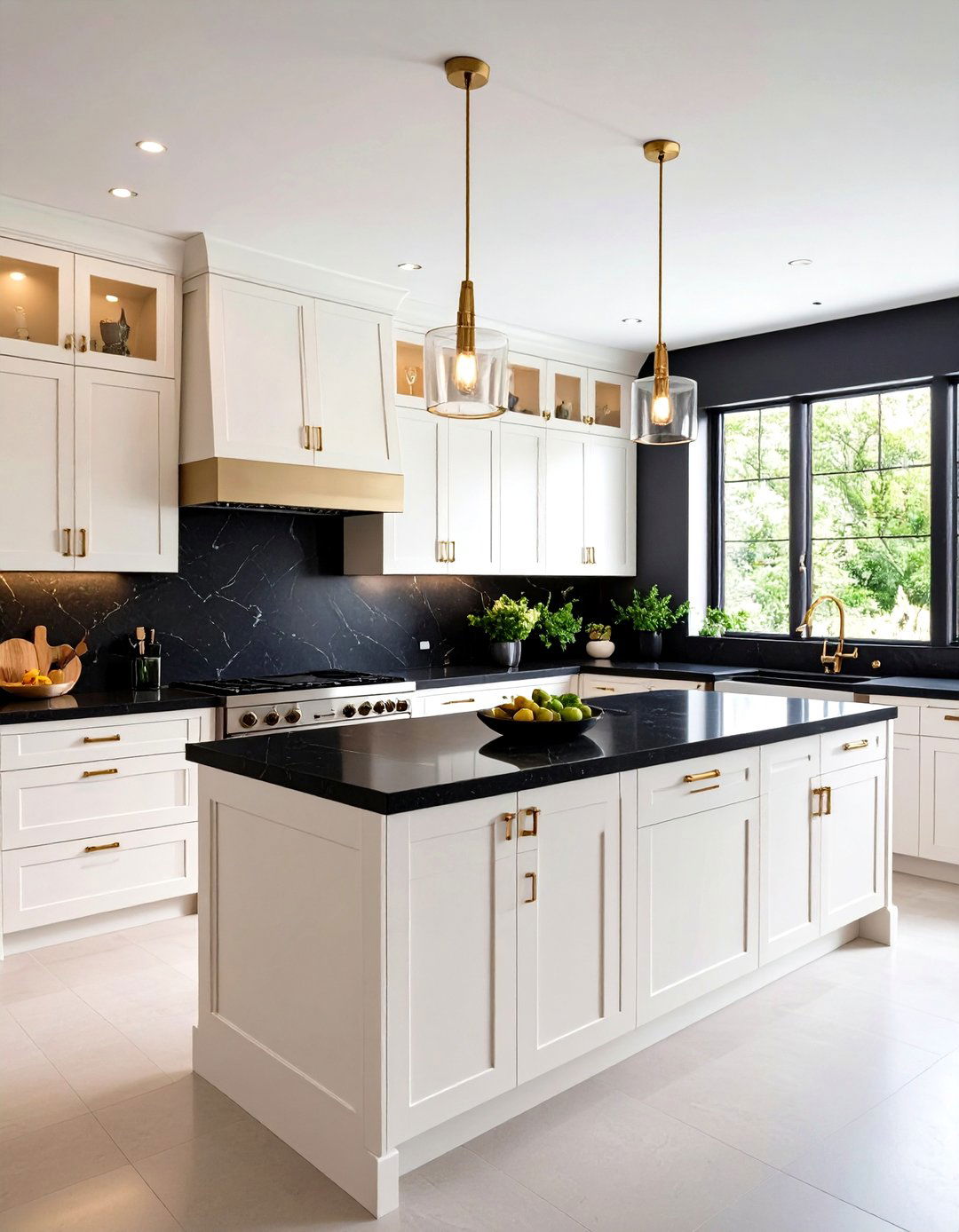 Off White Cabinets with Dark Quartz Countertops - 24 Off-white Kitchen Cabinets