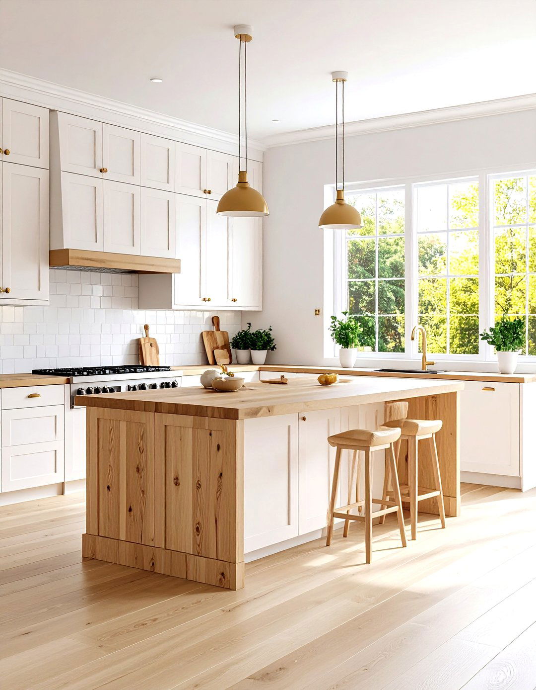 Off White Cabinets with Natural Wood Accents - 24 Off-white Kitchen Cabinets