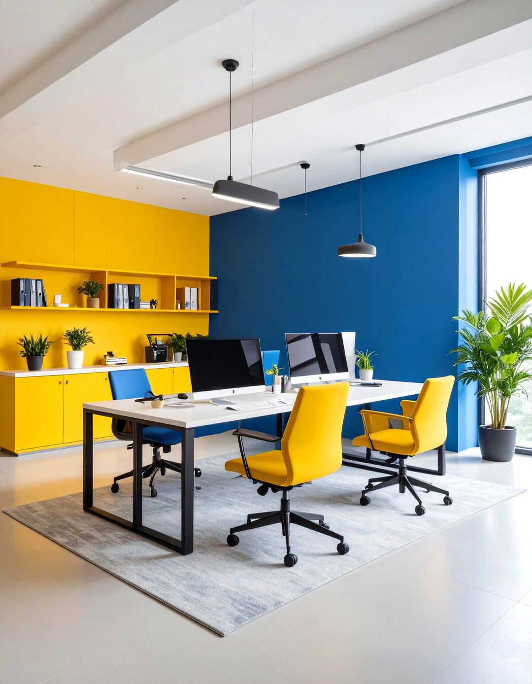 Office Productivity Boosting Color Zones - 24 Two Tone Wall Paint Ideas