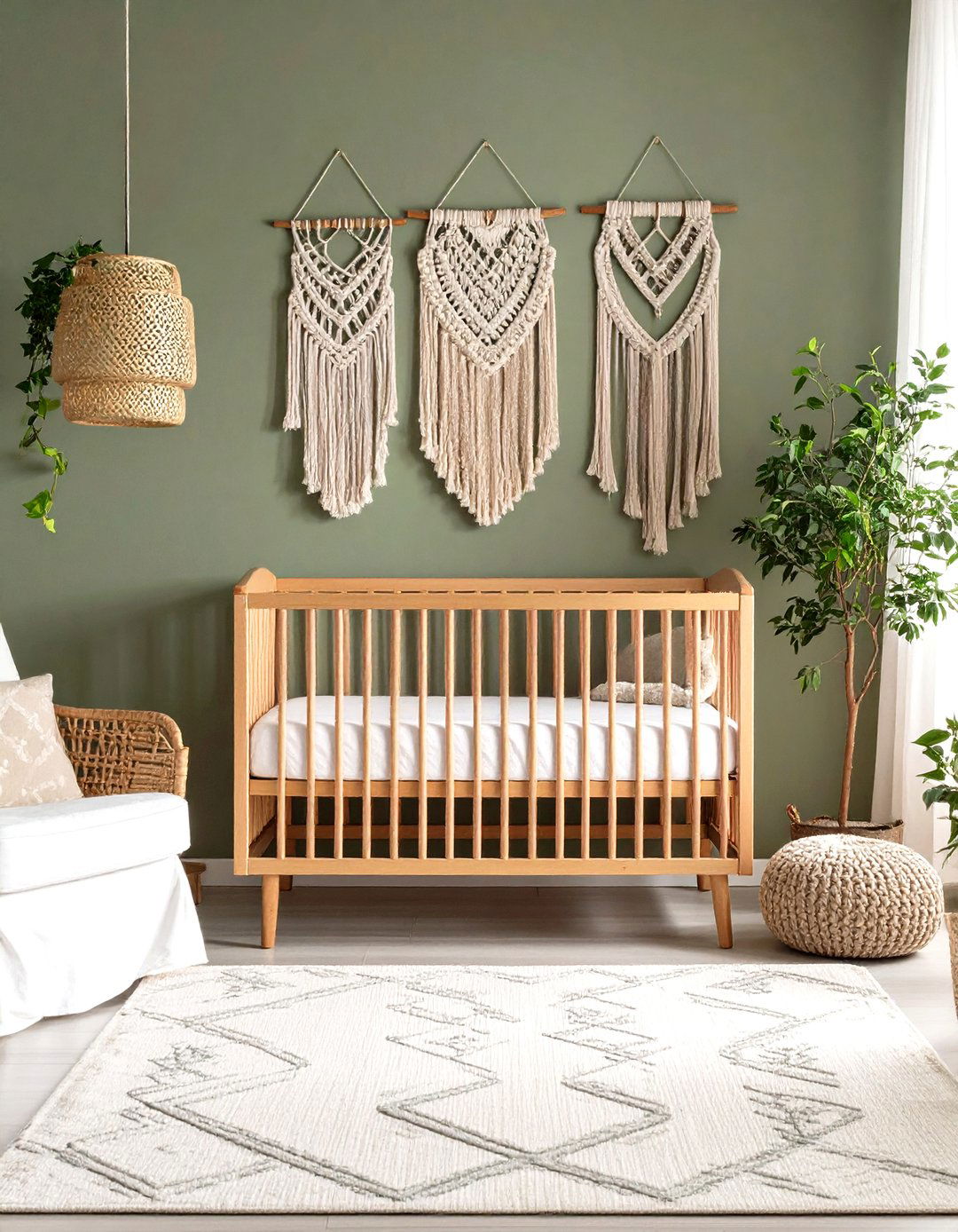 Olive Green Bohemian Nursery - 24 Green Nursery Ideas