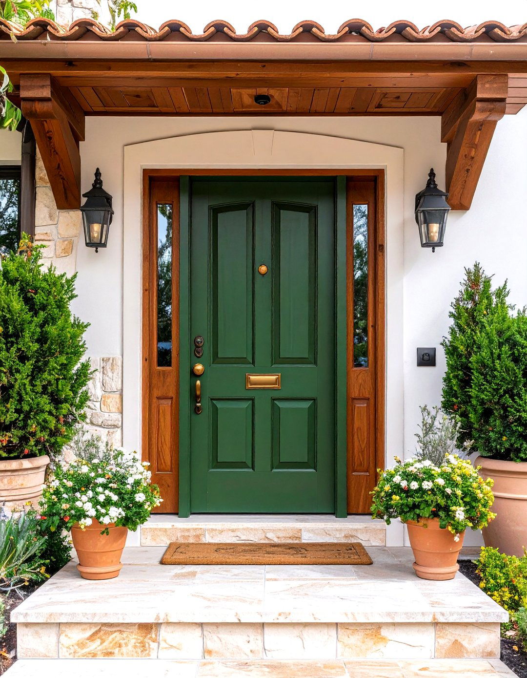 Olive Green Cedar Front Door with Earthy Sophistication - 24 Cedar Front Door Colors Ideas