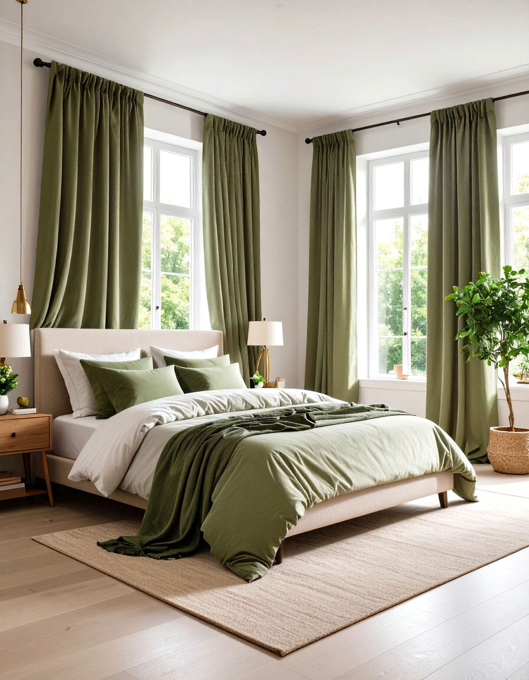 Olive Green Curtains and Window Treatments - 24 Olive Green Bedroom Ideas