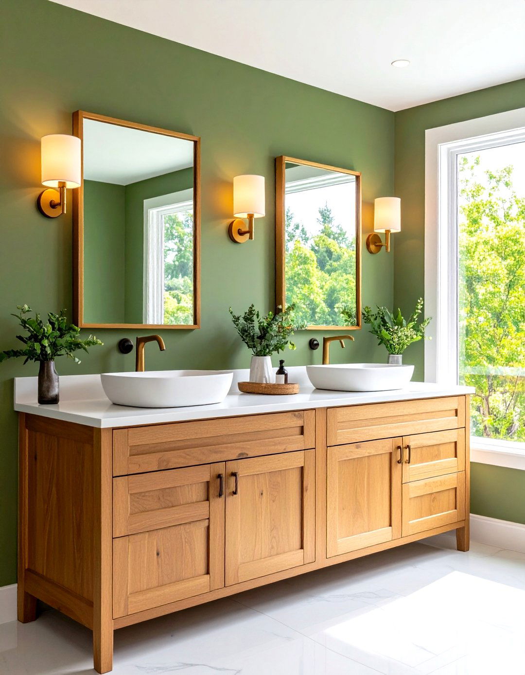 Olive Green Double Vanity Configuration - 24 Olive Green Bathroom Ideas
