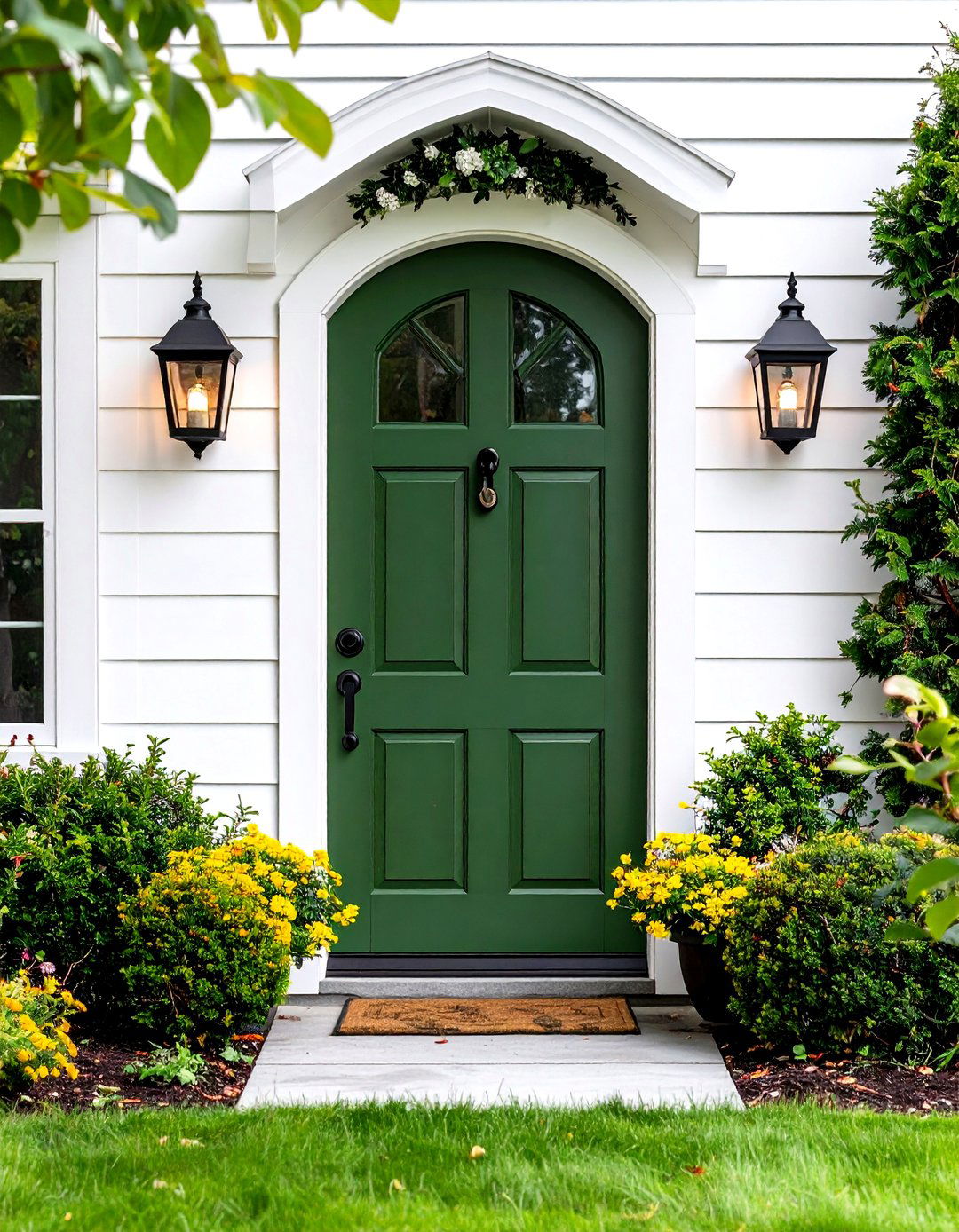 Olive Green Dutch Front Door with Arched Design - 24 Olive Green Front Door Ideas