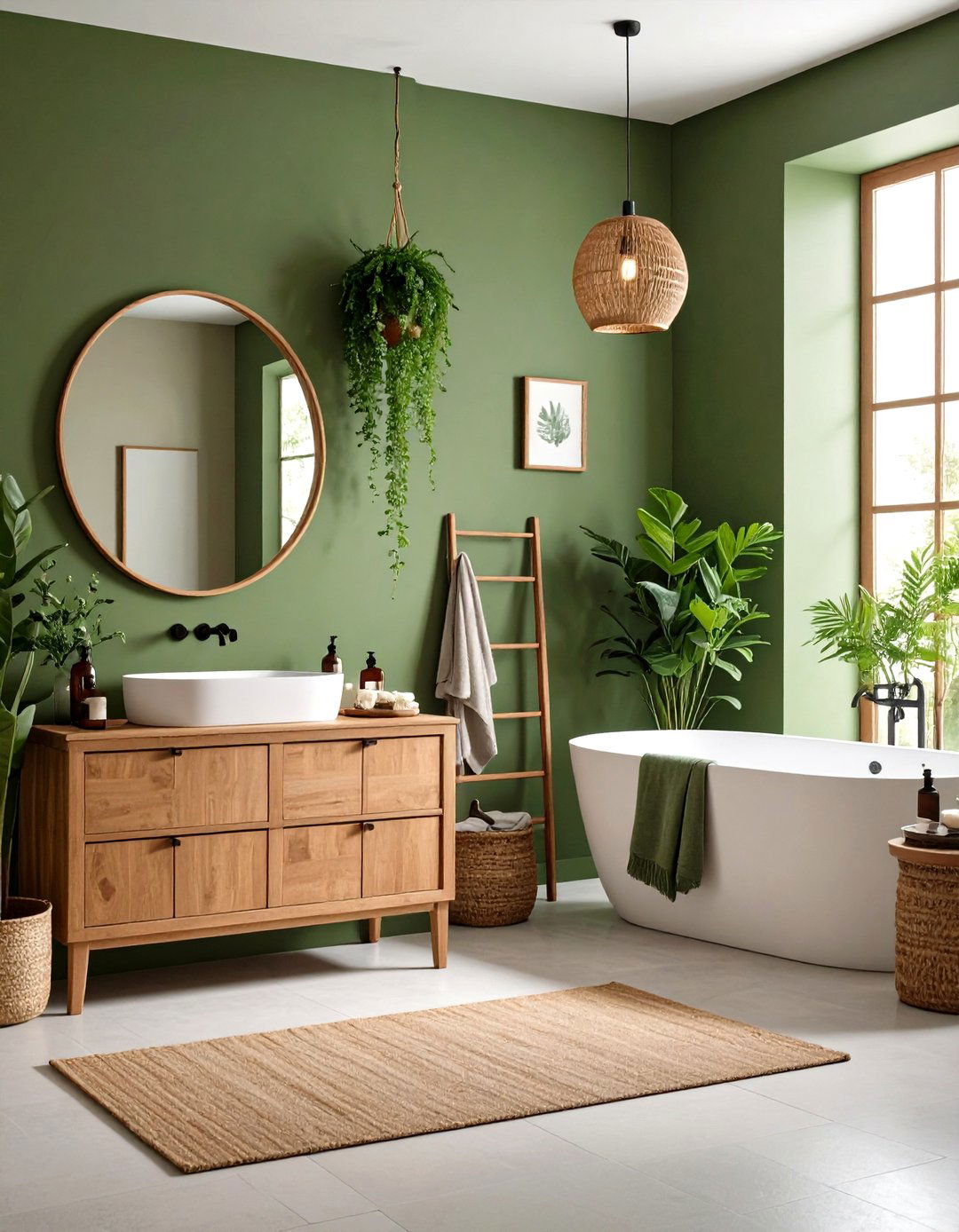 Olive Green Eclectic Bathroom Mix - 24 Olive Green Bathroom Ideas