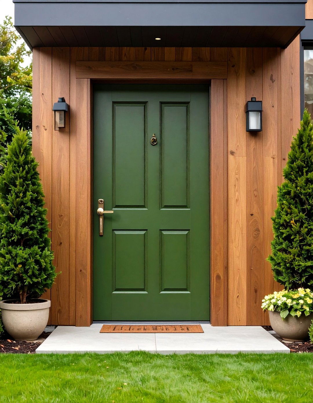 Olive Green Front Door with Composite Material Construction - 24 Olive Green Front Door Ideas