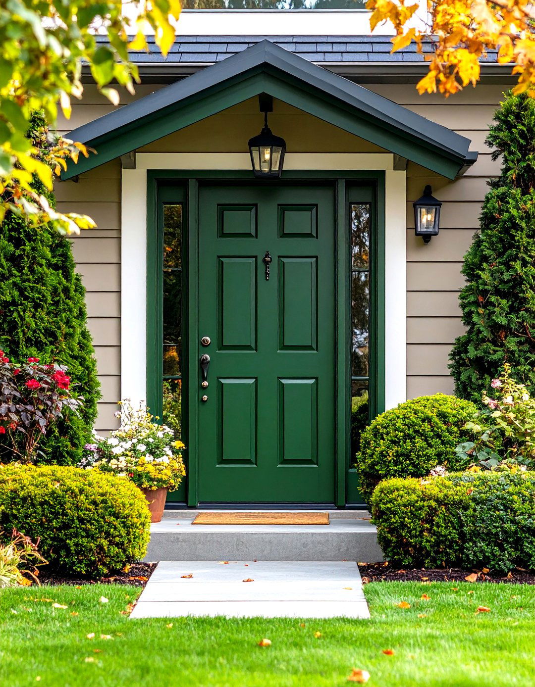 Olive Green Front Door with Weather Resistant Finish - 24 Olive Green Front Door Ideas