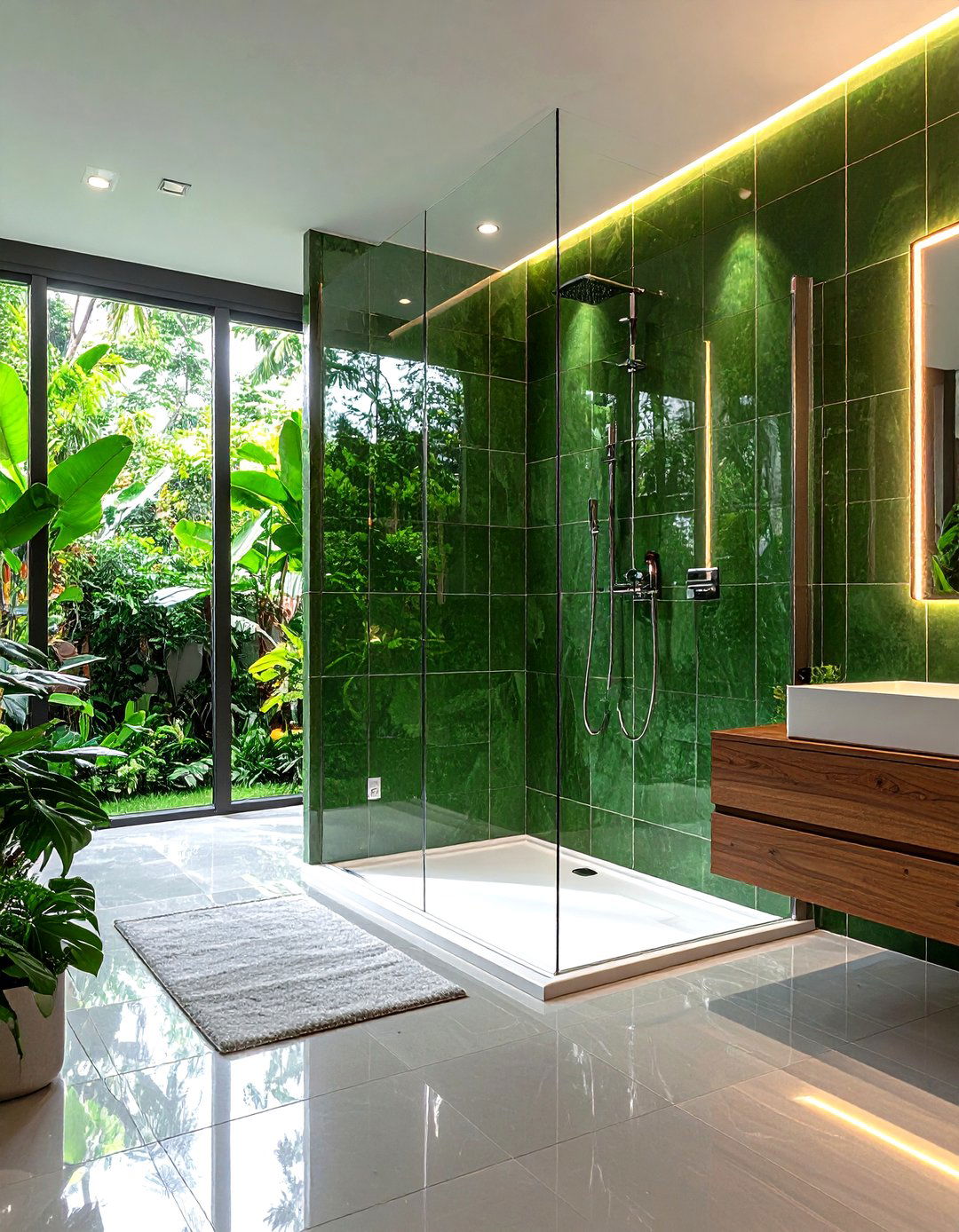 Olive Green Glass Tile Installation - 24 Olive Green Bathroom Ideas
