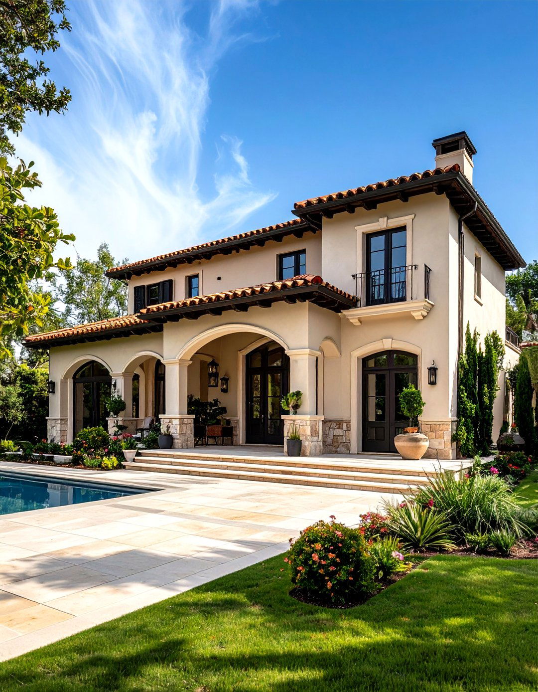 Olive Green Mediterranean Inspired Exterior - 24 Green Exterior House Paint Ideas