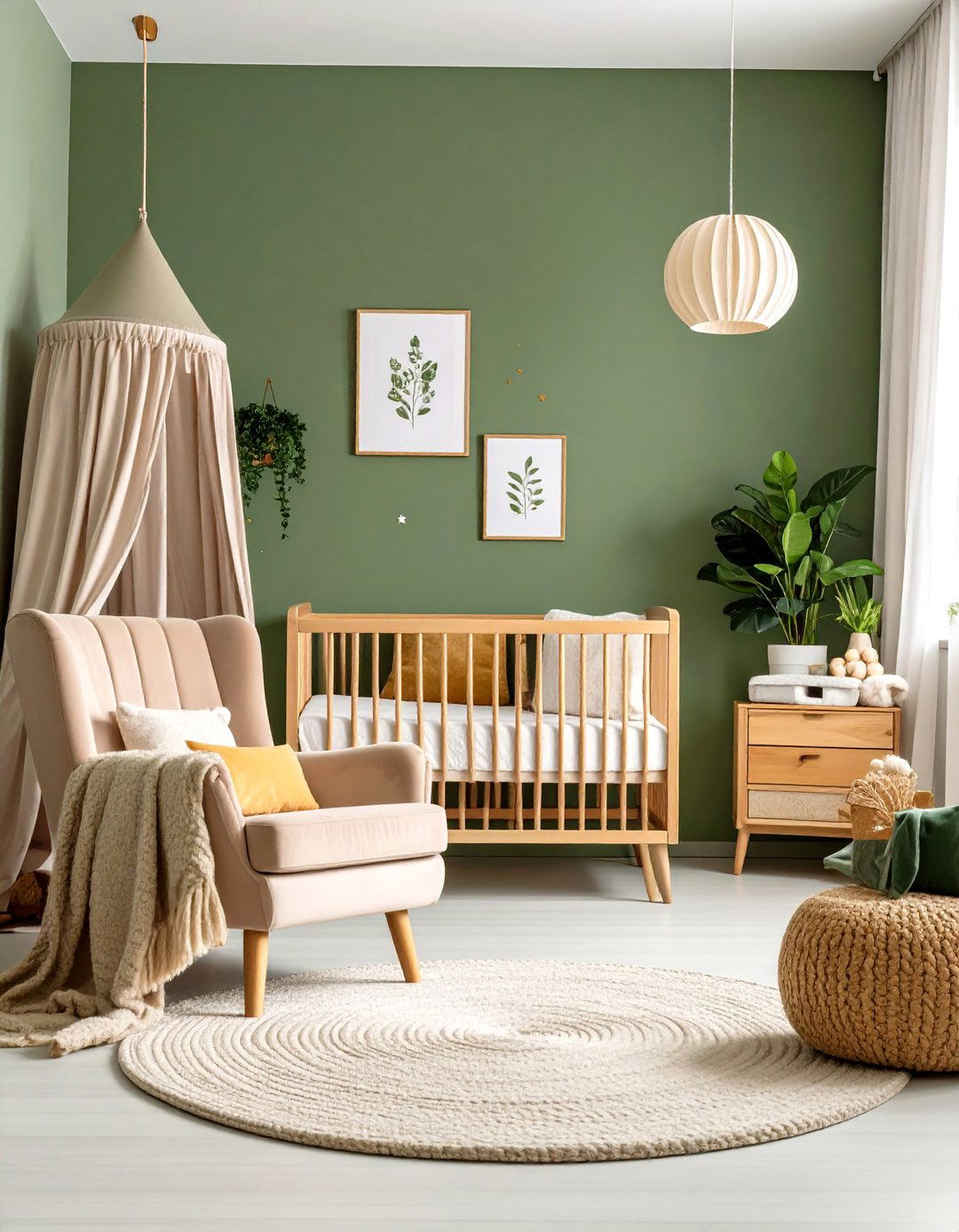 Olive Green Nursery with Dusty Rose Touches - 24 Pink and Green Nursery Ideas