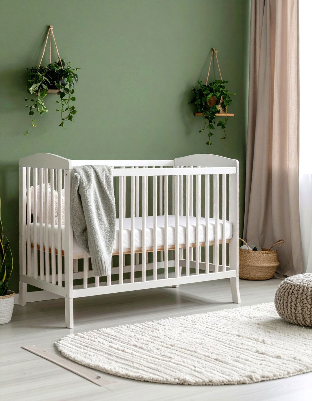 Olive Green Nursery with Natural Elements - 24 Dark Green Accent Wall Ideas
