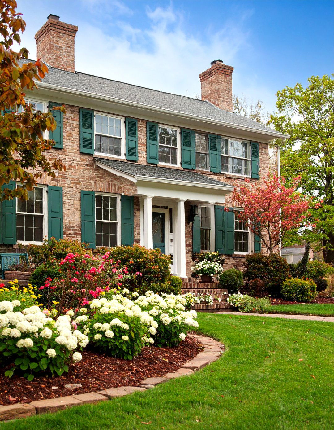 Olive Green Shutter Blonde Brick Palette - 24 Blonde Brick House Color Schemes